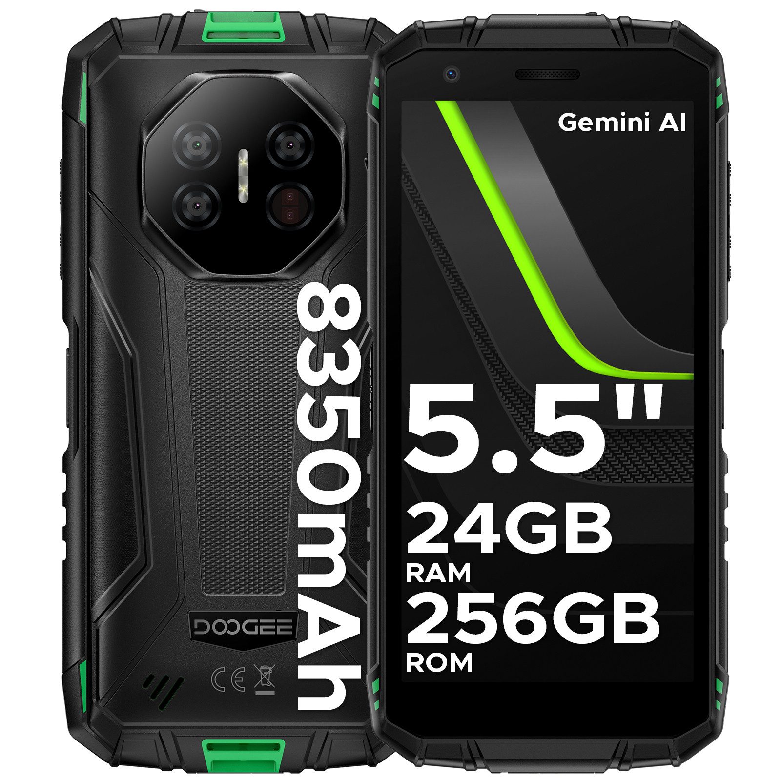 DOOGEE FIRE 3 ULTRA 5.5'' Android15 8350mAh Ohne Vertrag Smartphone Outdoor Smartphone (5,5 Zoll, 256 GB Speicherplatz, 16 MP Kamera, 256GB,2TB TF, HD+/ 16MP AI Kamera, Dual SIM 4G/Widevine L1/Face ID)