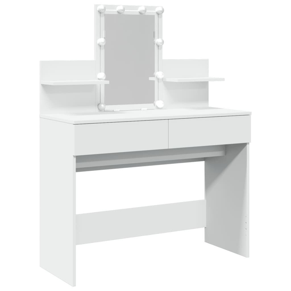 Schminktisch Schminktisch mit LED-Beleuchtung Weiß 100x40x130 cm
