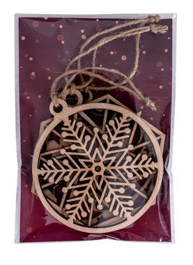 Levandeo® Christbaumschmuck, 3er Set Deko-Anhänger Weihnachten Holz Birkenholz Schneeflocke Kugel