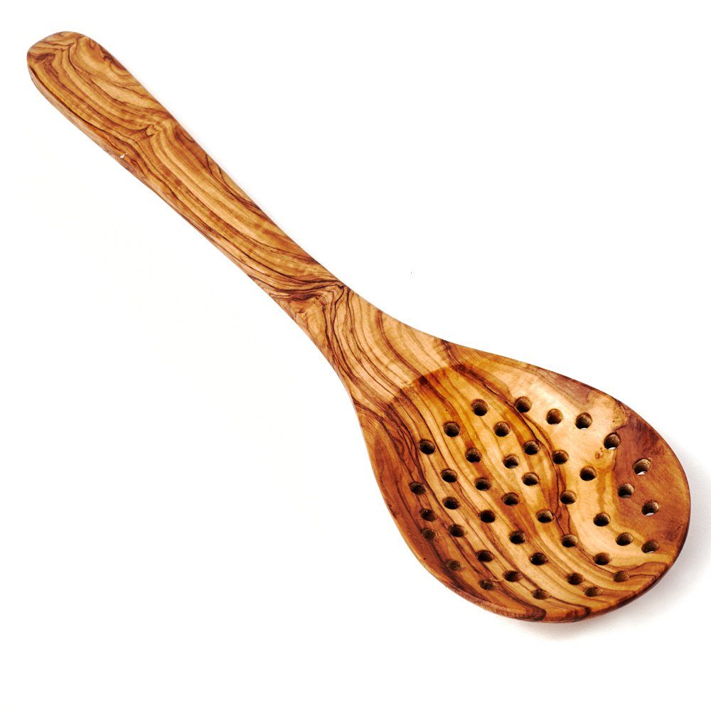 Seihlöffel Kochlöffel, Abseiher aus Olivenholz