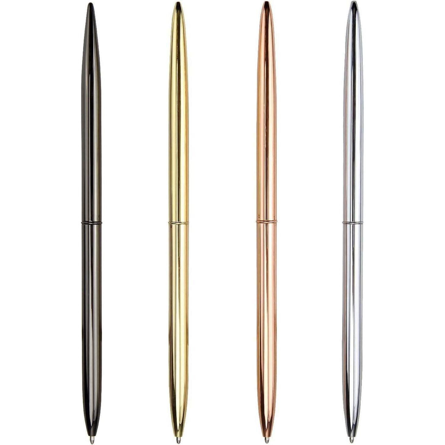 YiliYa Drehkugelschreiber 4er Pack Metall Kugelschreiber schwarz, roségold, gold, silber
