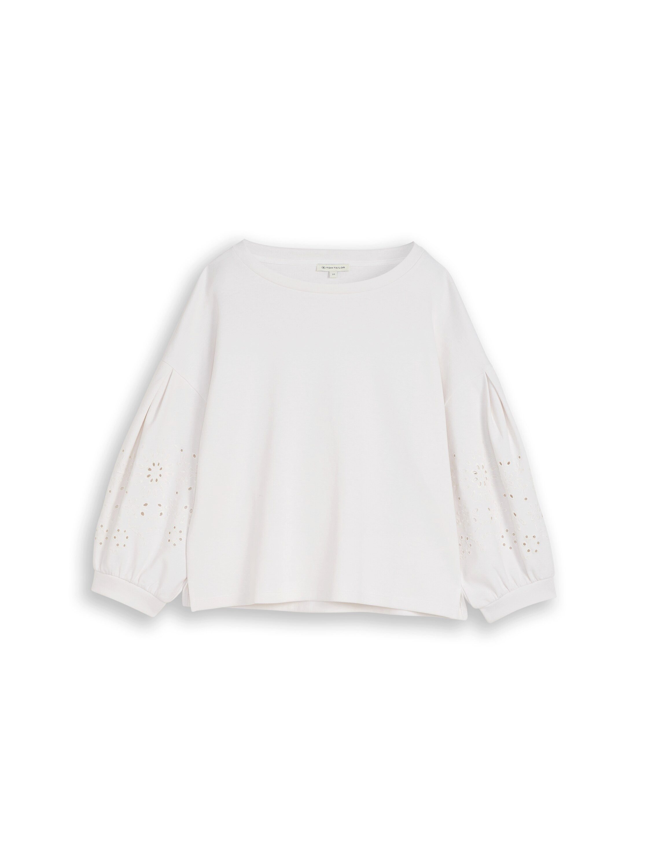 TOM TAILOR Rundhalspullover Boxy Sweatshirt mit Lochstickerei