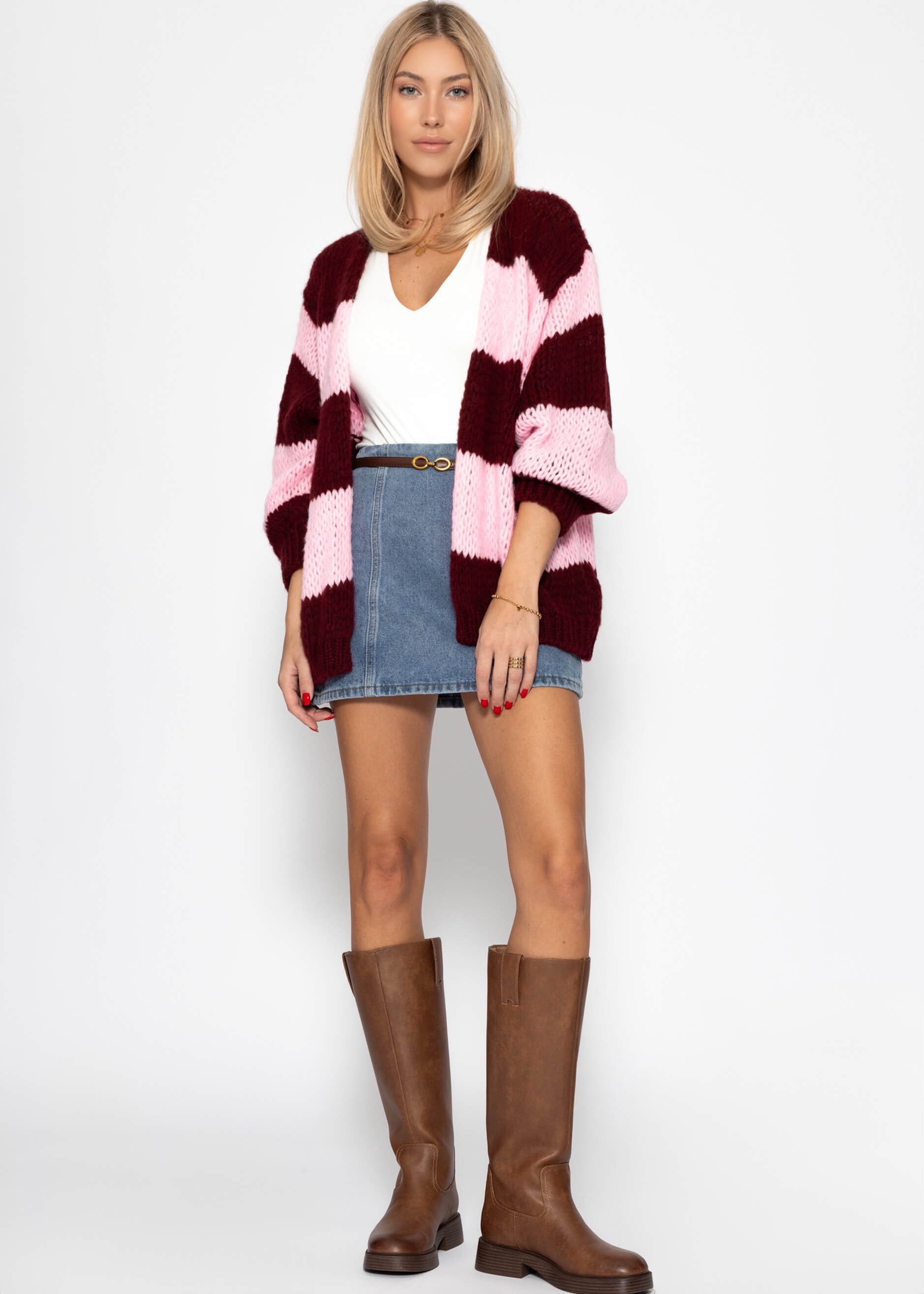 SASSYCLASSY Cardigan Gestreifter Oversize Cardigan für günstig online kaufen