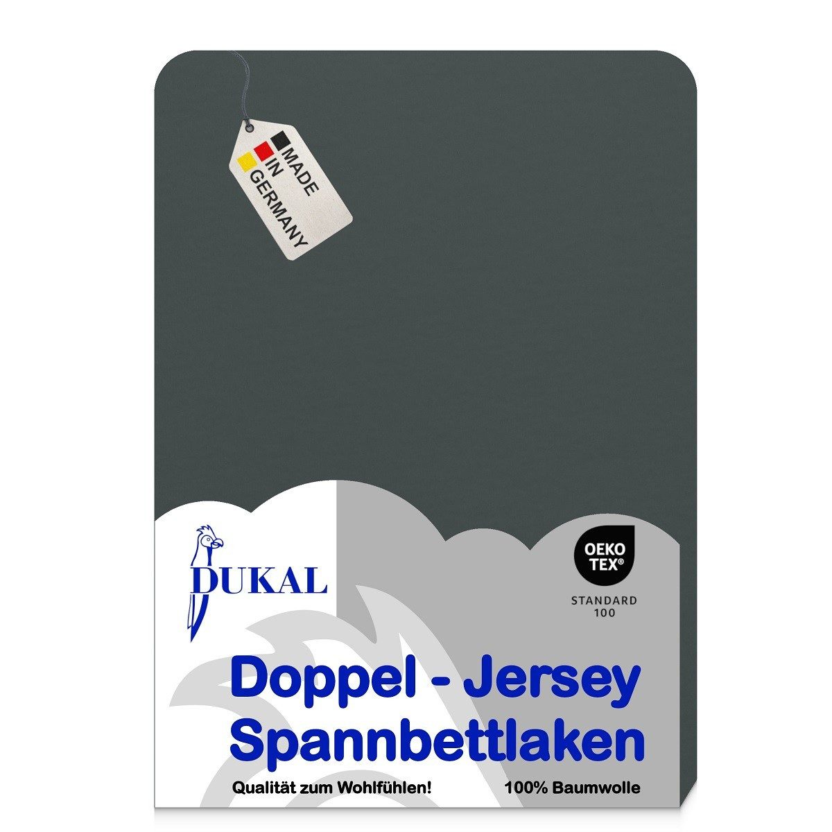 DUKAL Spannbettlaken Split-Topper, Einschnitt 90 cm an der Kopfseite, 100% Baumwolle, Doppel-Jersey, Gummizug: rundum, (1 Stück), 180x200 - 200x200 cm, aus hochwertigem Doppel-Jersey, Made in Germany