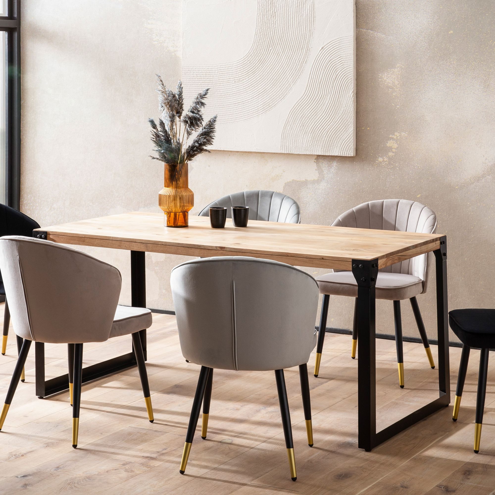 FINEBUY Esstisch Esszimmertisch 120cm Esstisch Akazie Massivholz Küchentisc günstig online kaufen