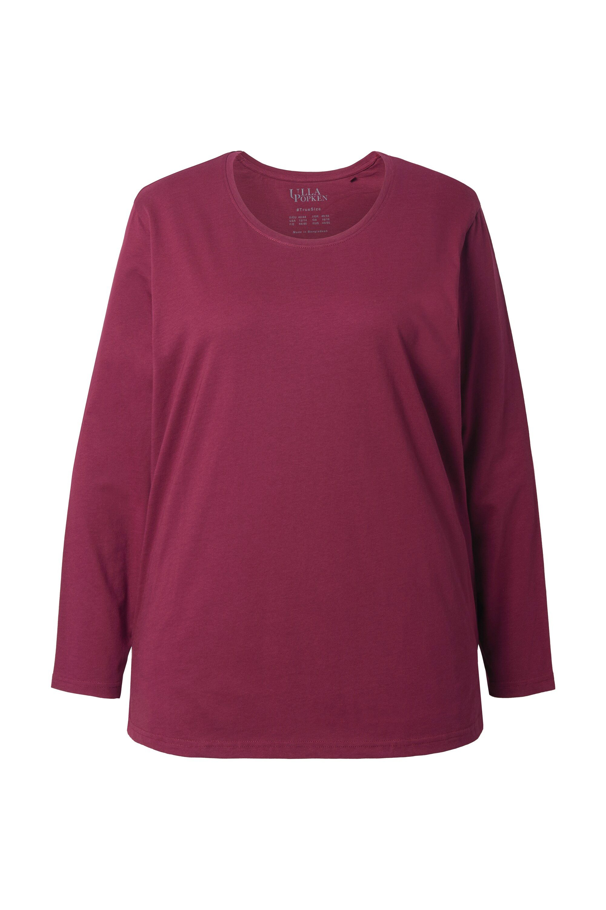 Ulla Popken T-Shirt Shirt Relaxed Rundhalsausschnitt Langarm günstig online kaufen
