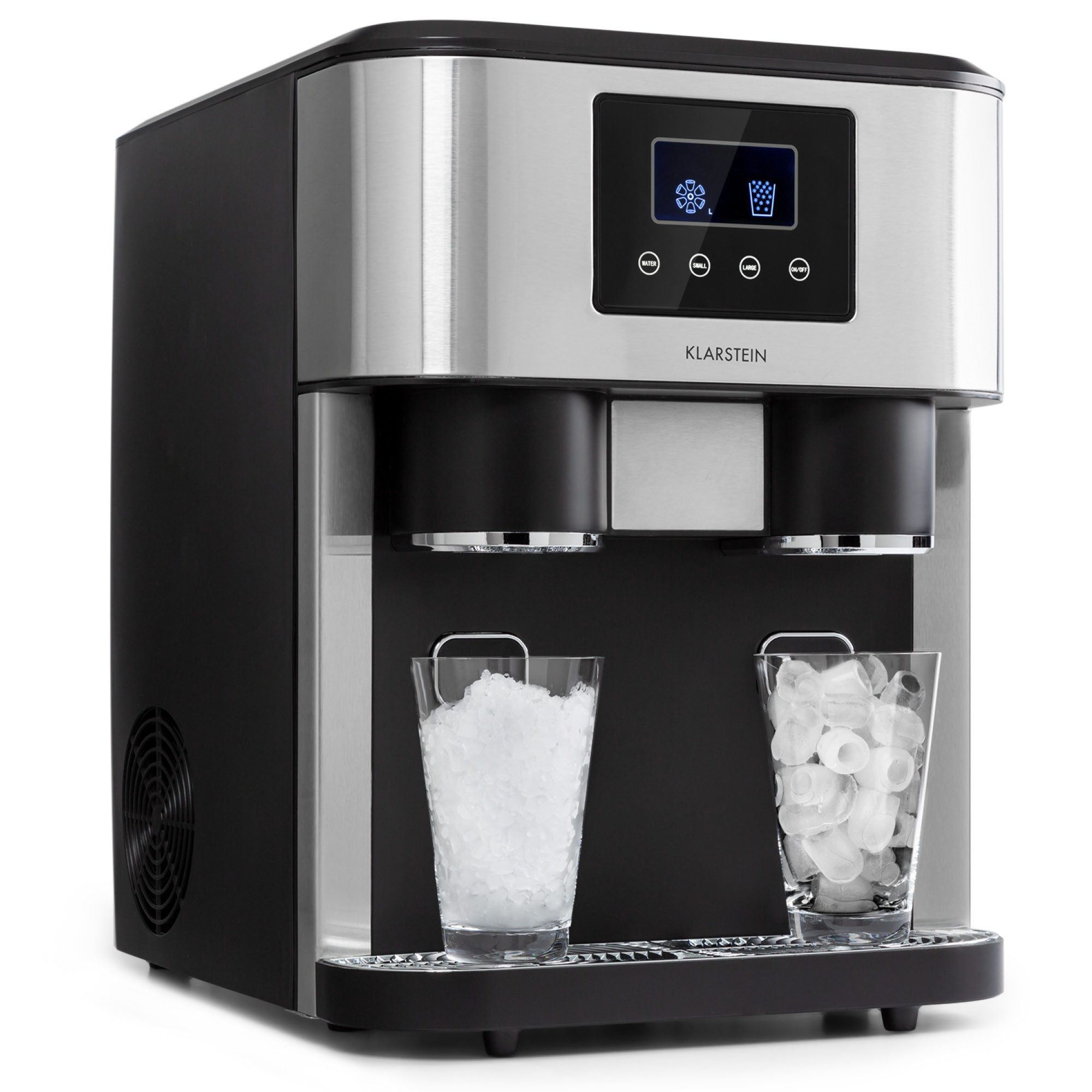 Klarstein Eiswürfelmaschine Eiszeit Crush, Eiswürfelmaschine mit Crushed Ice Eiswürfelbereiter Ice Cube Maker