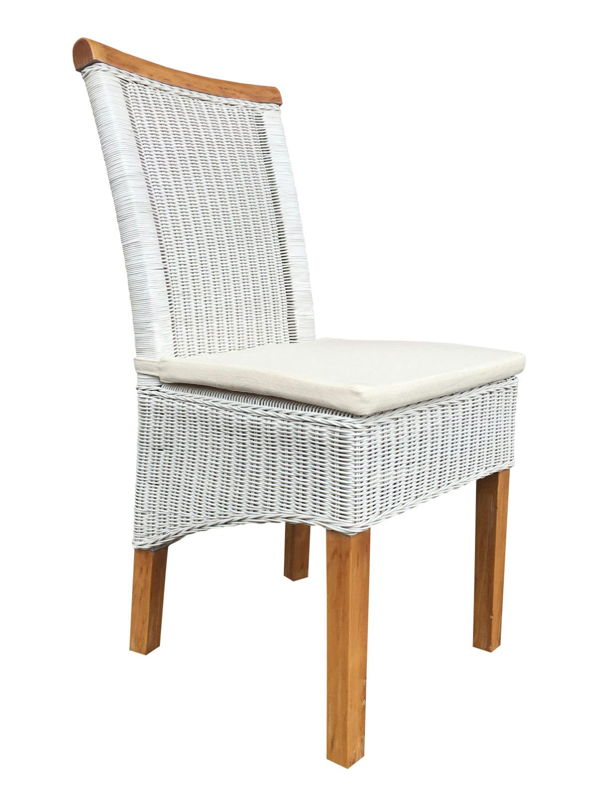 Amagohome Rattanstuhl Esszimmer Stühle Set Rattanstühle Perth 4 Stück weiß günstig online kaufen