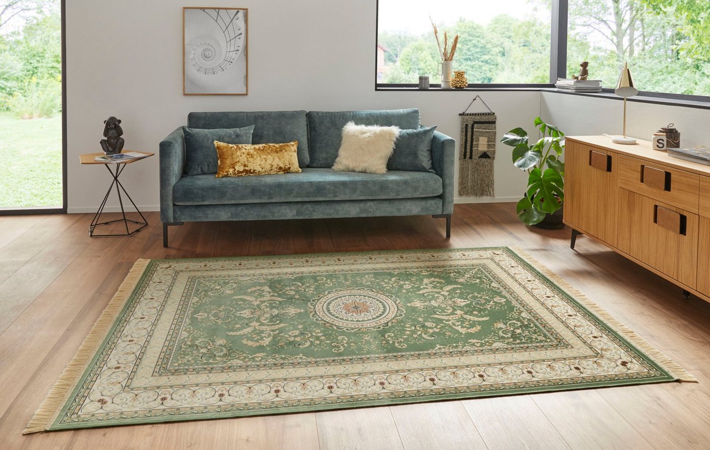 Teppich »Antik Negar«, NOURISTAN, rechteckig, Höhe 5 mm, Teppich mit Fransen, Seiden Optik, Orient Design, Gekettelt, Wohnzimmer, Schlafzimmer, Robust, Pflegeleicht-kaufen