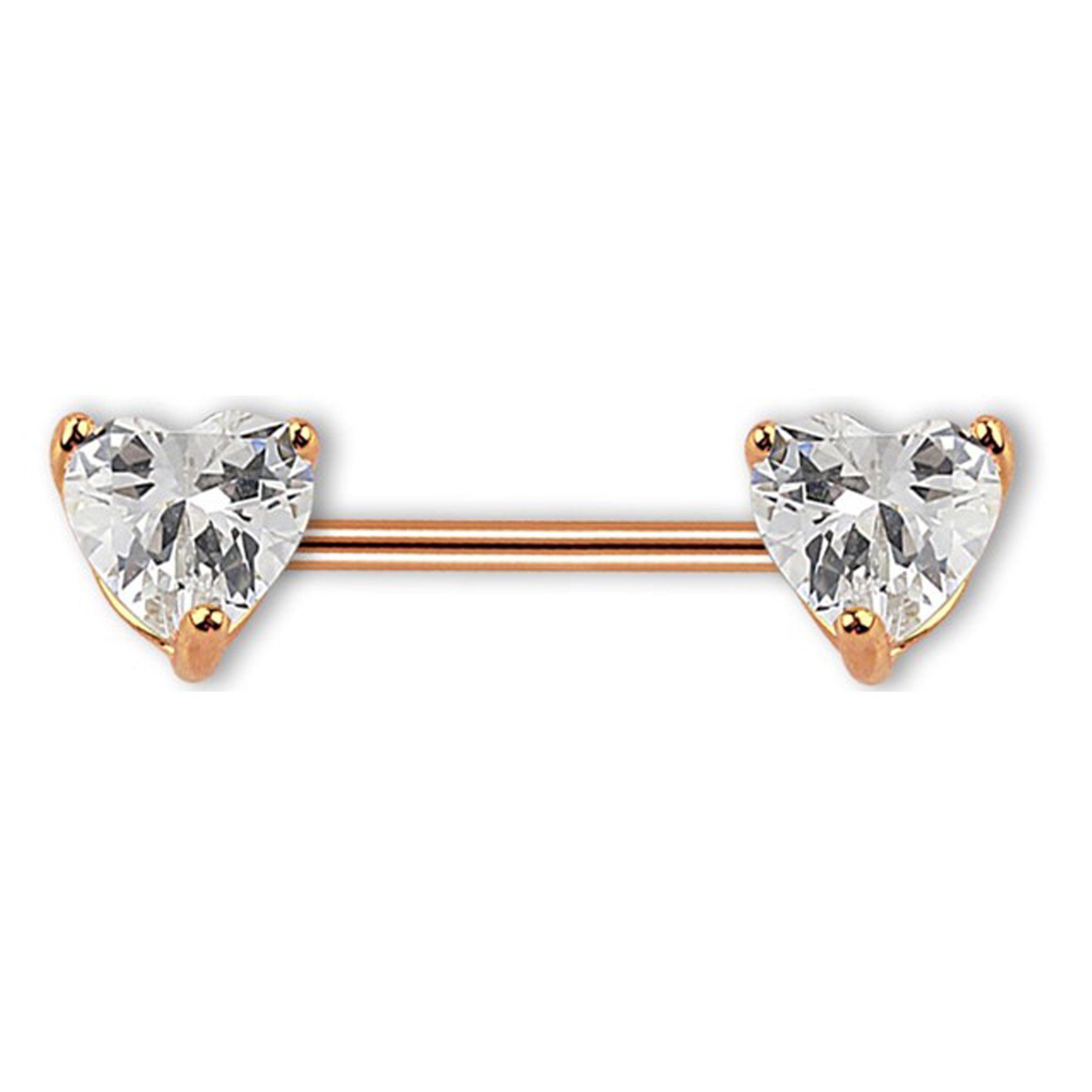 Adelia´s Brustwarzenpiercing »Brustpiercing«, Mit zwei gefassten klaren Steinherzen in 5 mm Ø