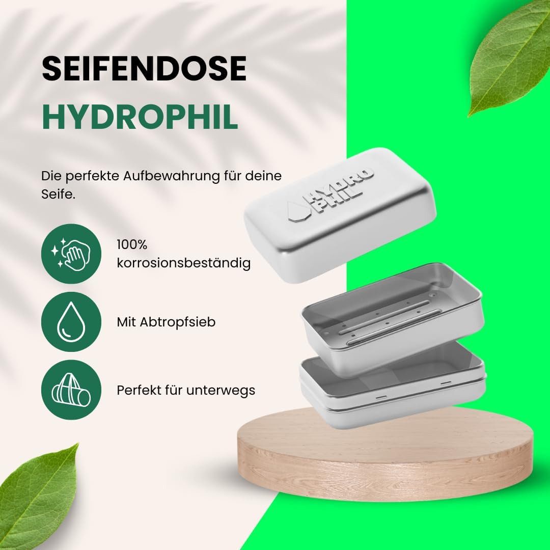 Hydrophil Seifenschale Hydrophil Seifenschale aus Aluminium mit Abtropfgitter, Seifendose, 1-St.