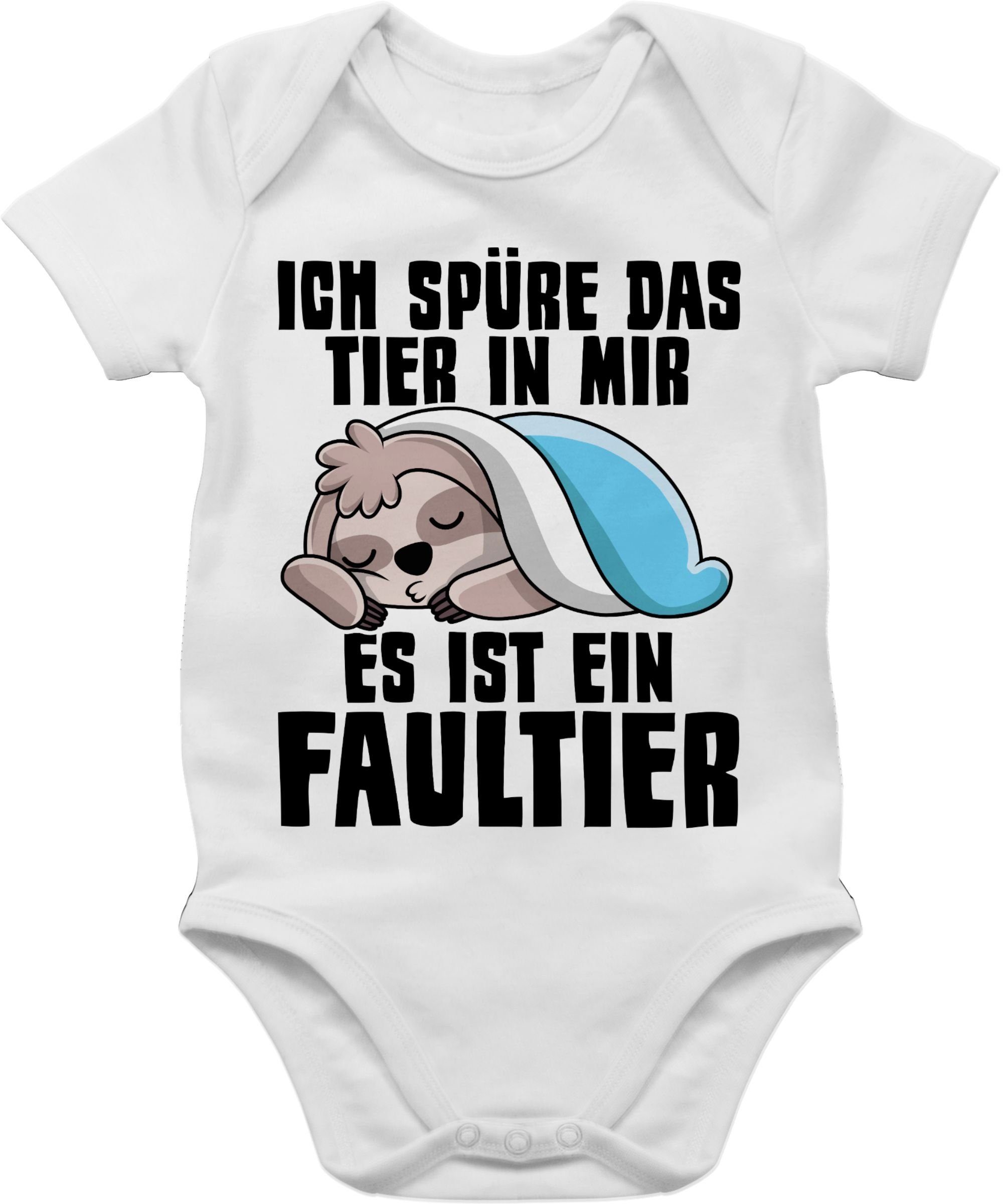 Shirtracer Shirtbody Ich spüre das Tier in mir es ist ein Faultier Sprüche Baby 2 Weiß