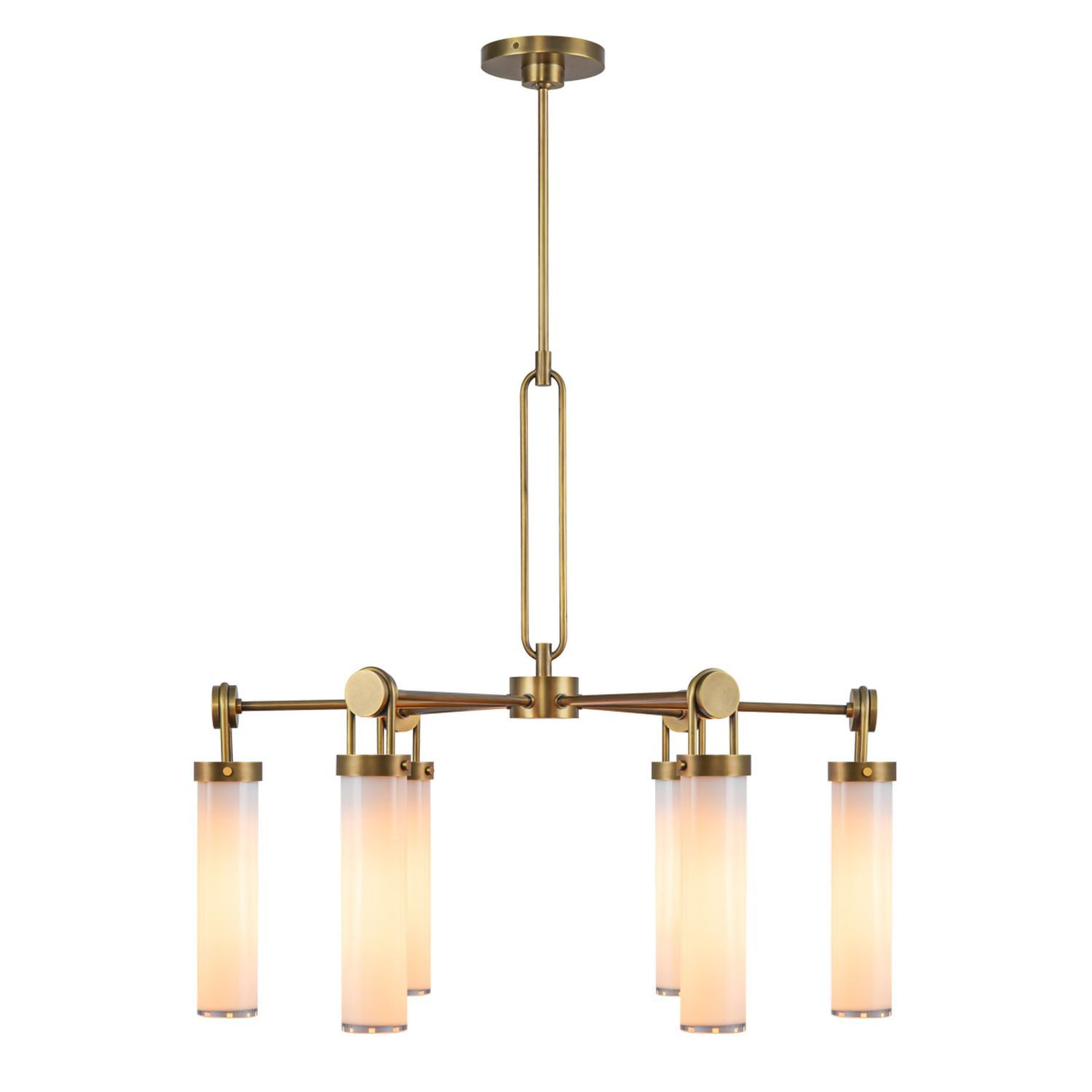 Licht-Erlebnisse Pendelleuchte LUCAN, ohne Leuchtmittel, Glas Metall B: 816 cm H: max. 196.1 cm in Messing Antik Weiß 6x E27