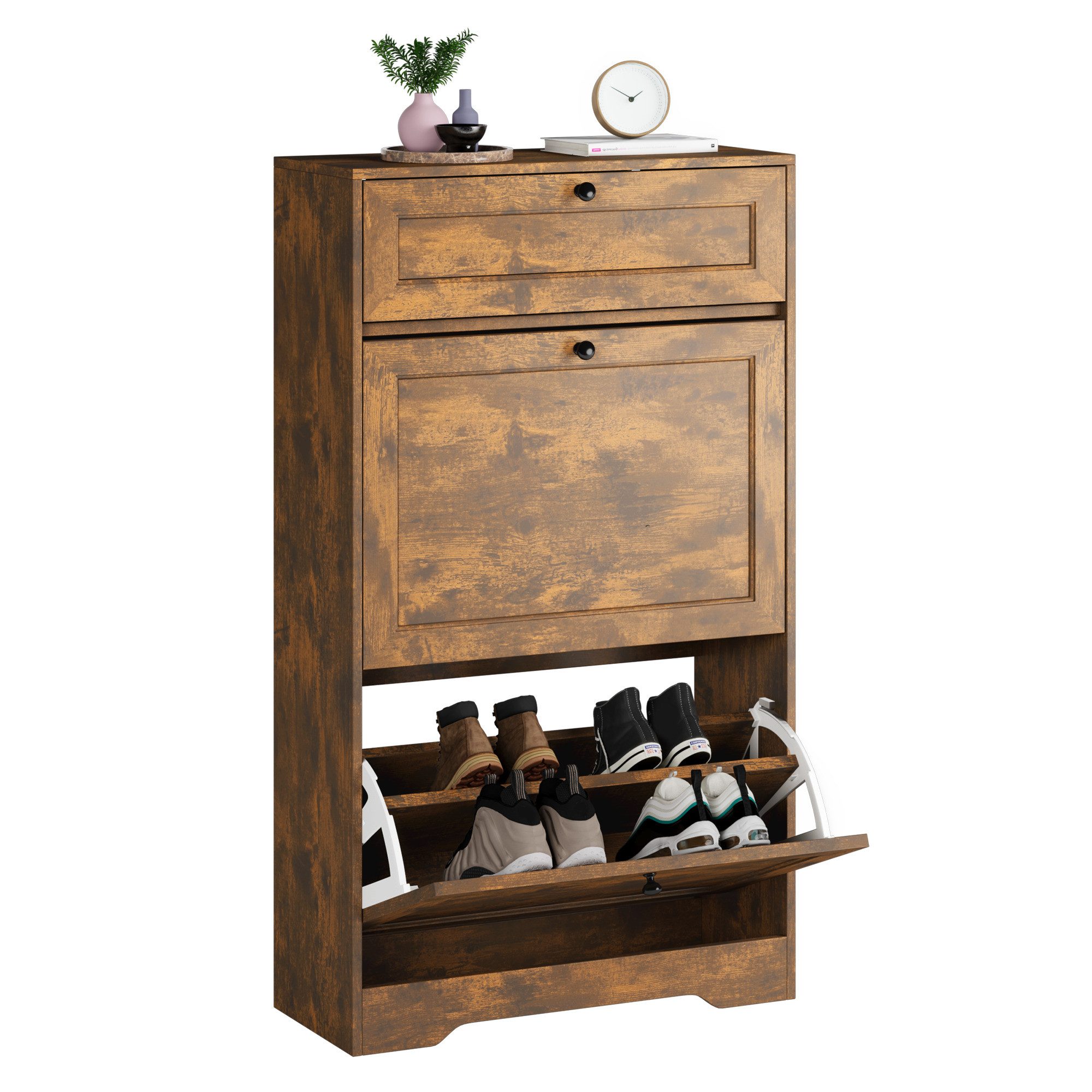 Bealife Schuhschrank mit 2 oder 3 Türen + integrierter Schublade, für 10–12 Paar Schuhe