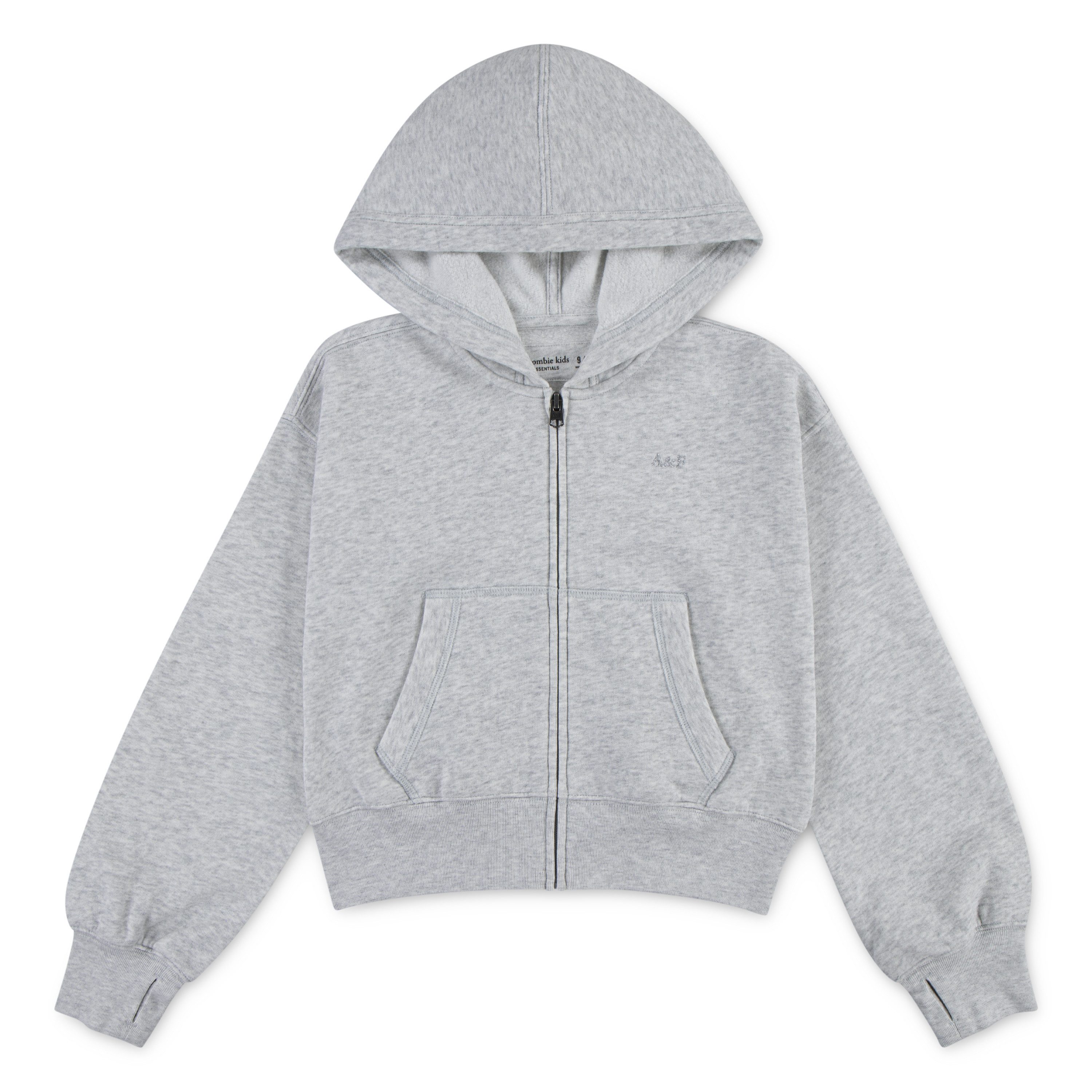 Abercrombie Kids Kapuzensweatjacke AFG ESSENTIAL FULL ZIP kurz, mit Logo-Stickerei, for girls