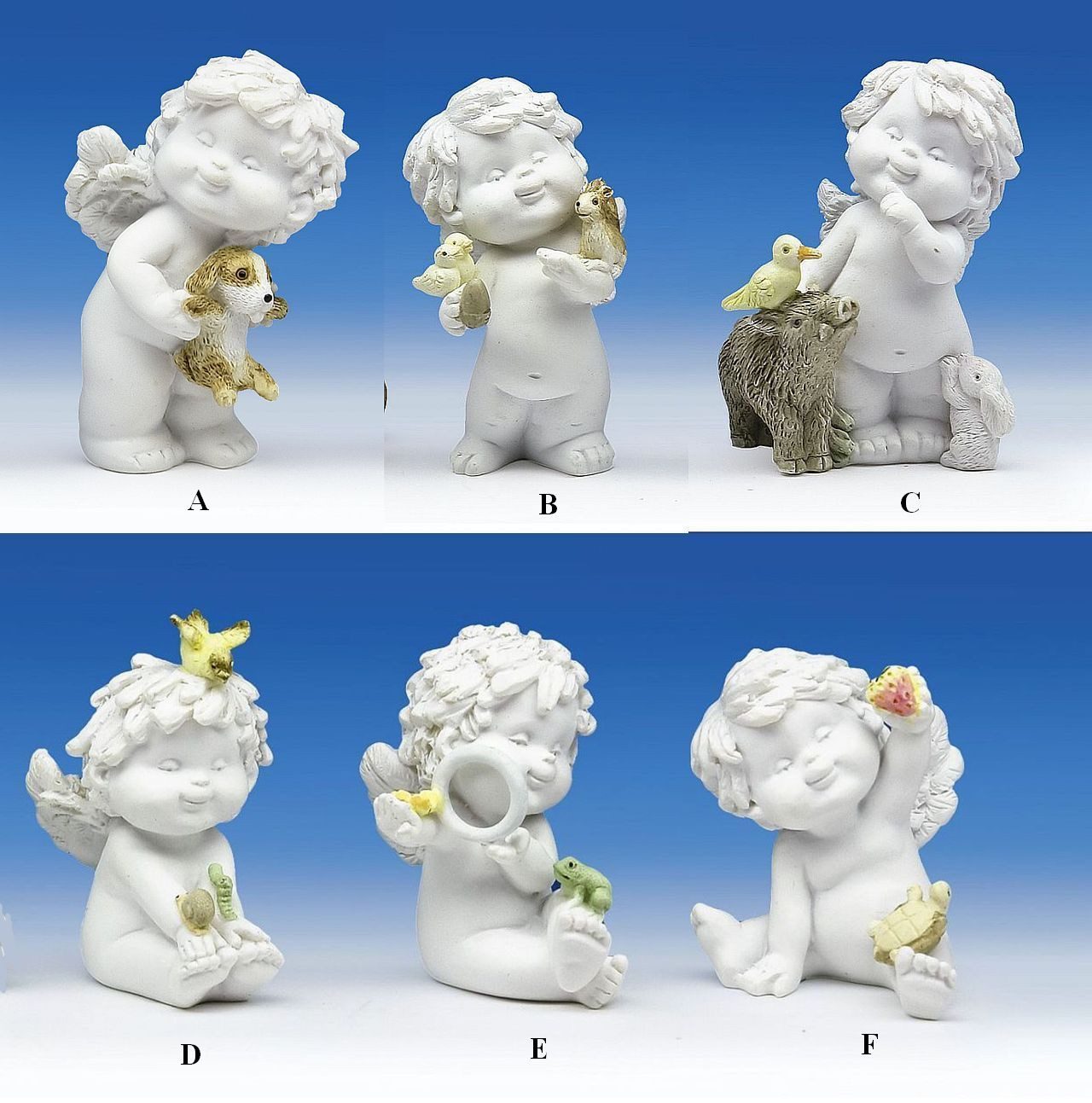 Small-Preis Engelfigur Engel Igor mit Tiere verschiedene Modelle 6 - 7 cm, Perfekt zu jedem Anlass
