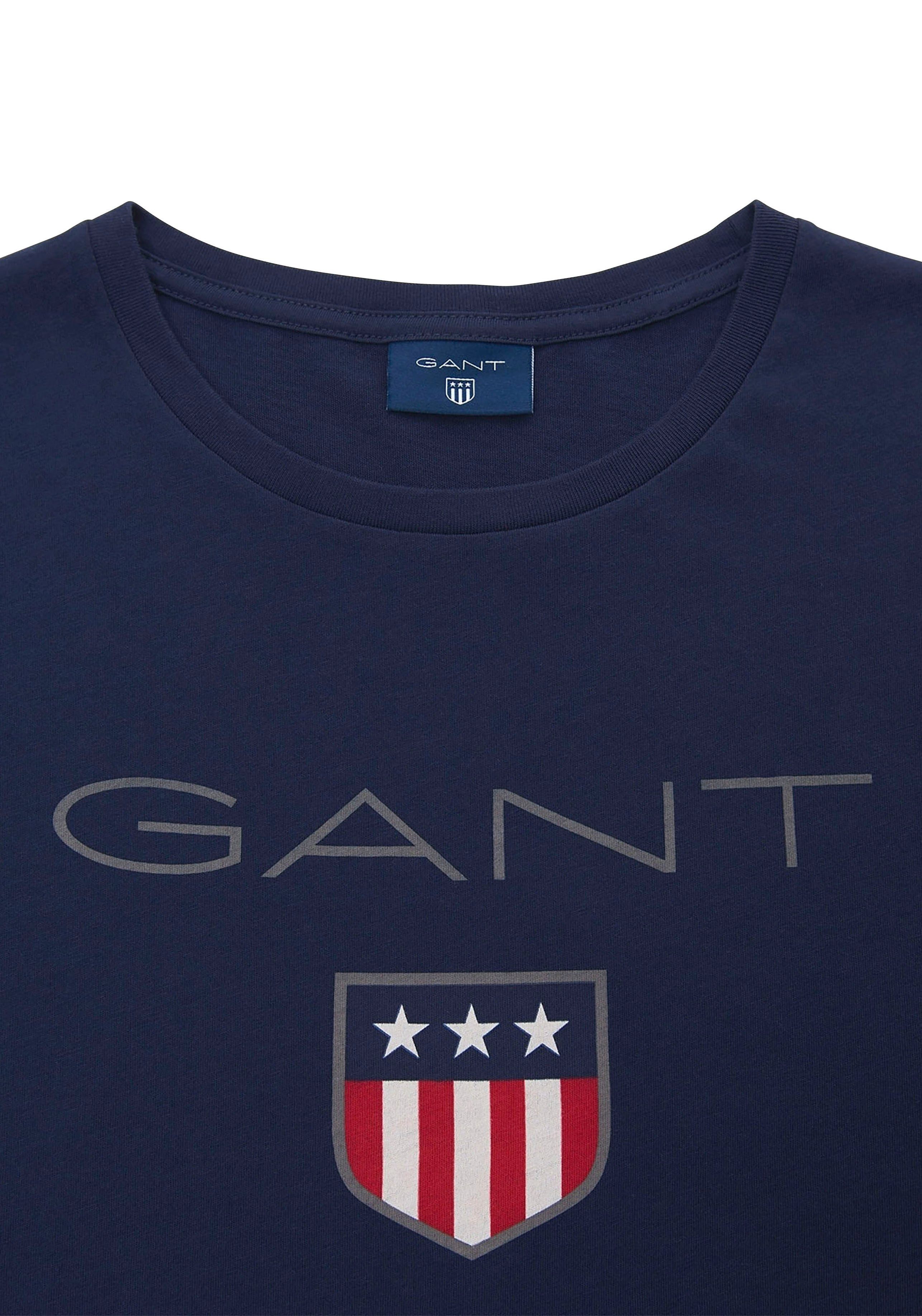 Gant T-Shirt SHIELD evening Großer Markendruck blue