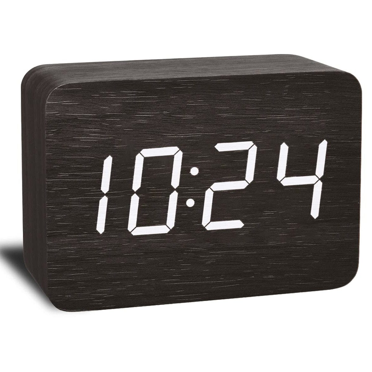 Wecker Digitaler Wecker Holz-Optik, elektronische LED-Zeitanzeige
