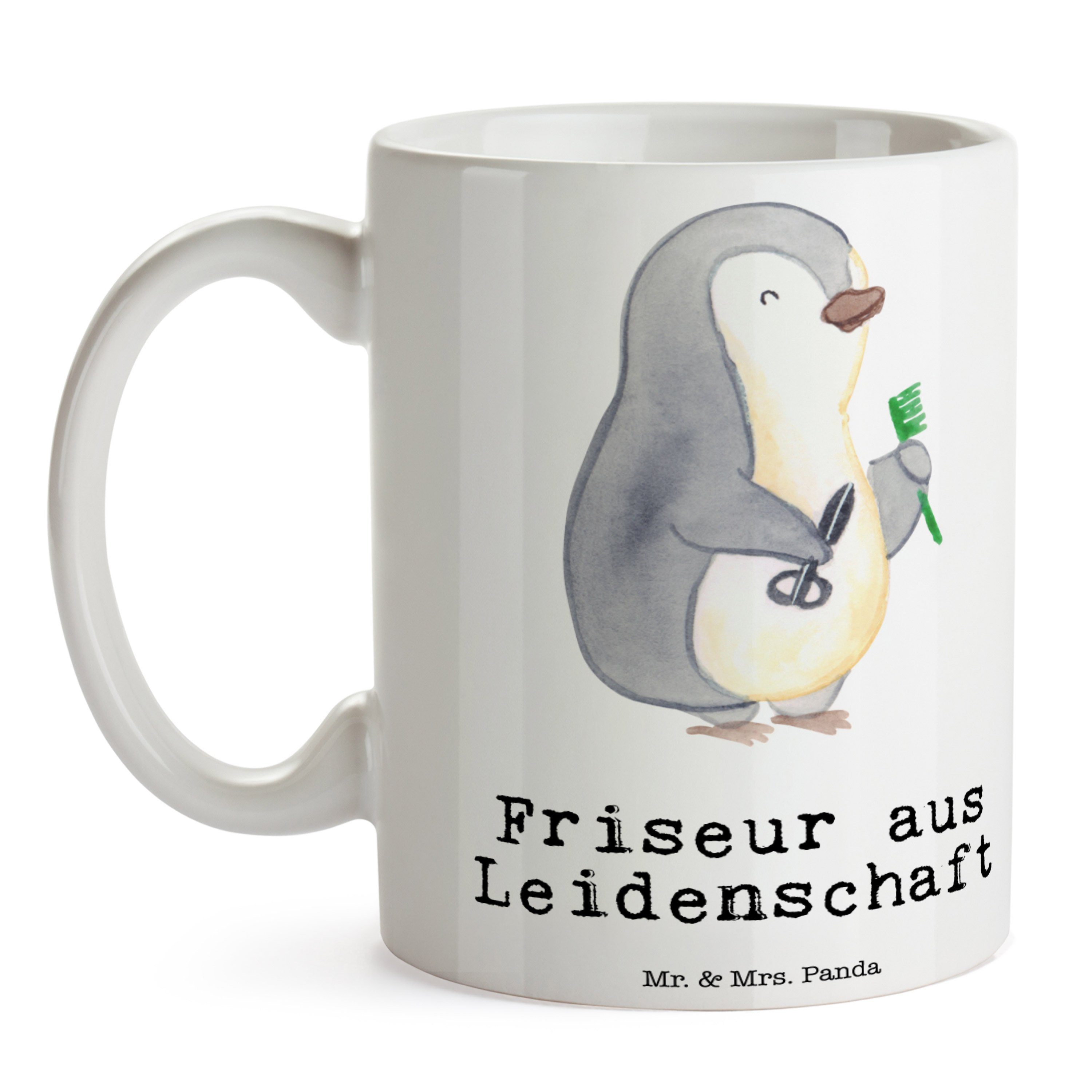 & Tasse Leidenschaft Mrs. Friseur - Geschenk, - Mr. Becher, Abschied, Keramik Frisör, Panda aus Weiß