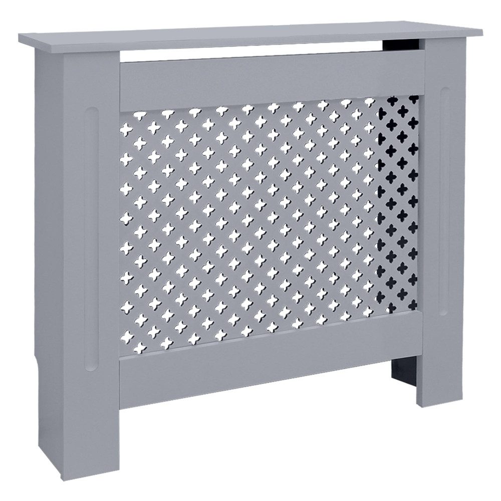 ML-DESIGN Heizungsverkleidung Heizkörperabdeckung aus Holz Heizkörperverkleidung für die Heizung, Zubehör für Heizkörper, Heizungsabdeckung lackiert Wabenmuster 78x19x82 cm Grau aus MDF