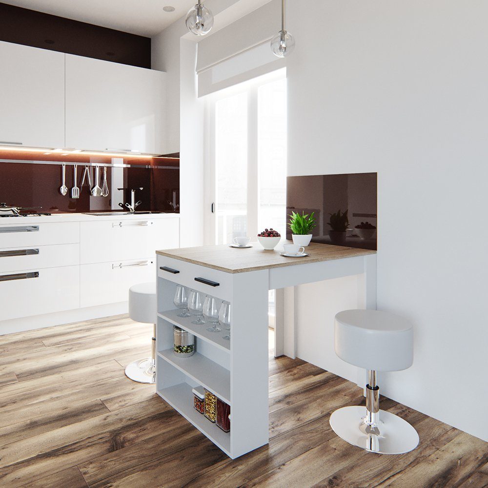 Vicco Bartisch Repose, Sonoma/Weiß/Weiß, 67 x 100 cm günstig online kaufen