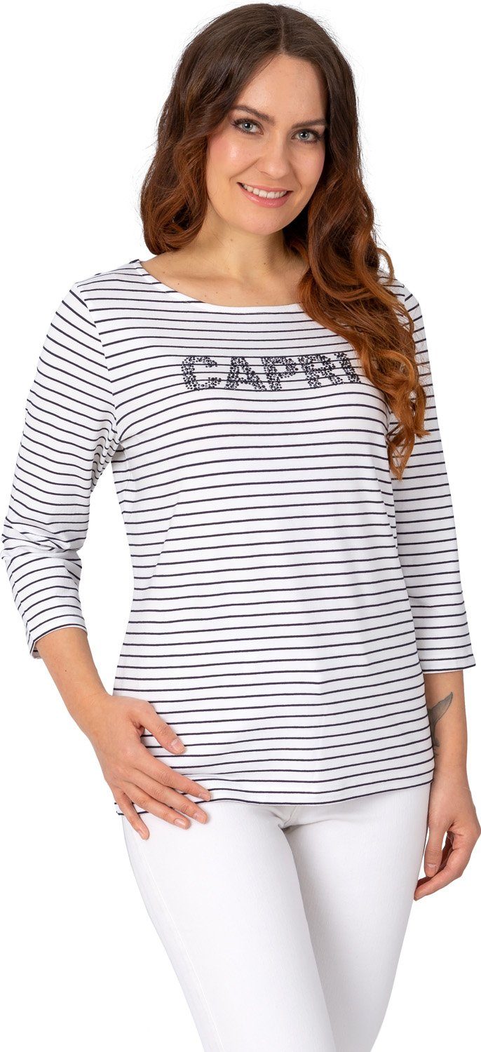 Estefania for woman 3/4-Arm-Shirt 187-1243 mit Strass-Schriftzug Capri