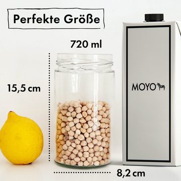 Moyo Vorratsglas Vorratsgläser Glas Made in Germany, mit Etiketten, 3er & 6er Sets, (3-tlg., 6er Set), Made in Germany