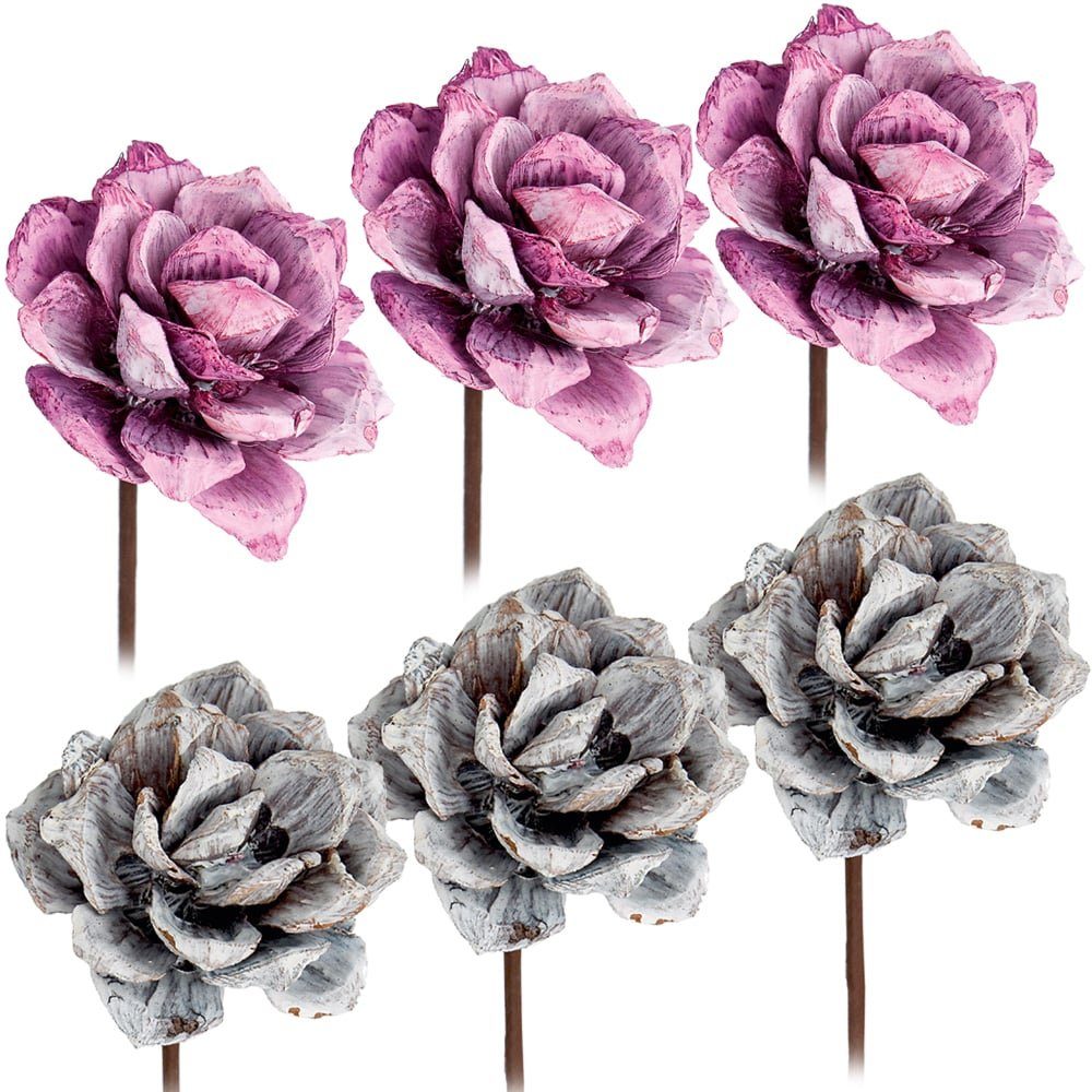 Kunstblume Pinienrosen am Stiel frosted Kunstblumen günstig online kaufen