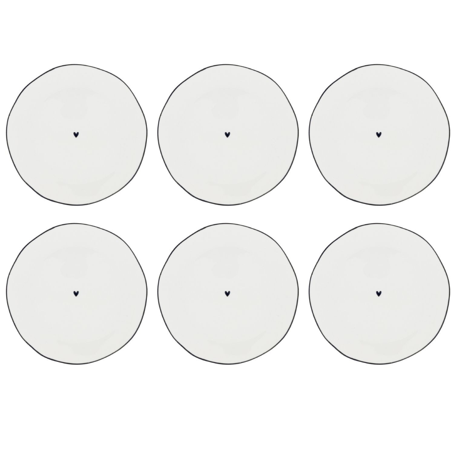 Bastion Collections Kuchenteller Schwarzes Herz, Spülmaschinengeeignet, Weiß, Herz, ⌀ 13cm, Weiß, Herz, H: 1.5cm