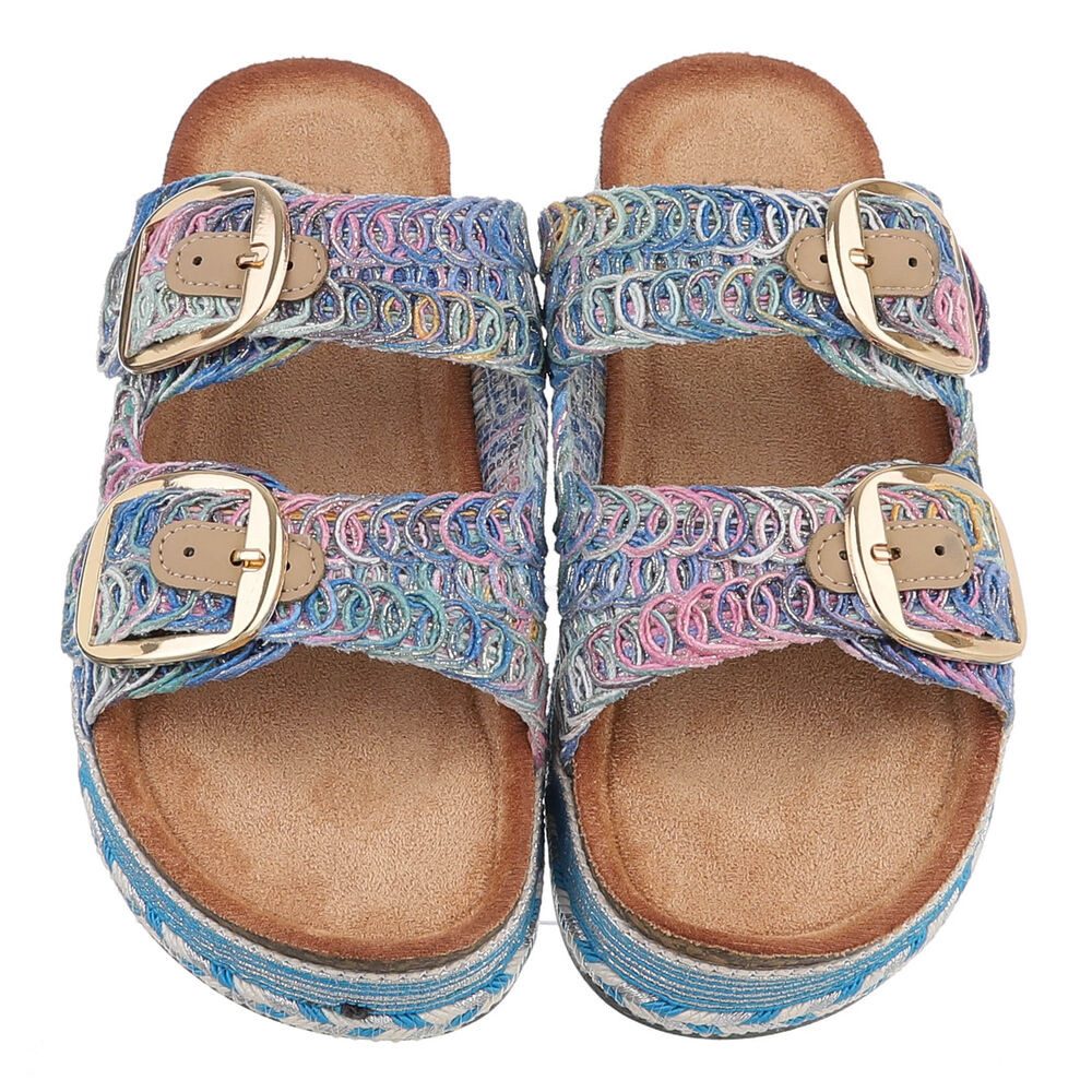 Ital-Design Elegante Sandalen mit Komfort und stilvollen Riemen Plateausandaletten (91512138) Flach Pantoletten in Gold – Bild 4 von 5