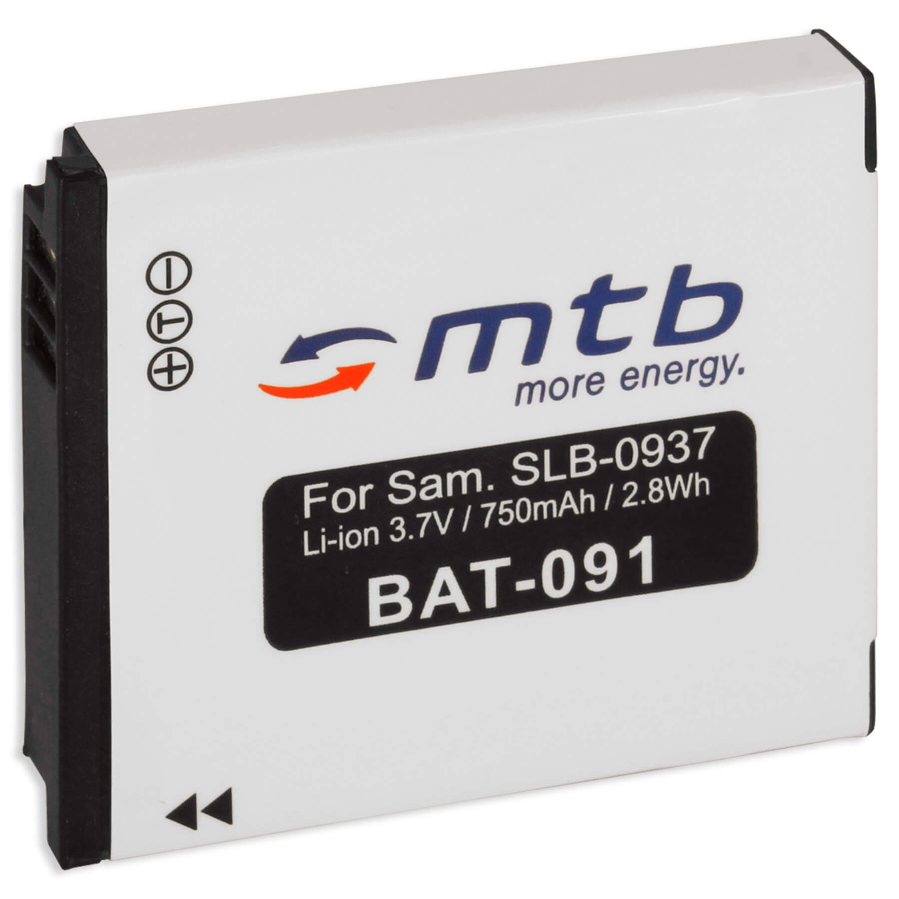 mtb more energy [BAT-091 - Li-Ion] Kamera-Akku kompatibel mit Akku-Typ Samsung SLB-0937 750 mAh (3,7 V), passend für: Samsung i8, L730, L830, NV4, NV33, PL10 //…