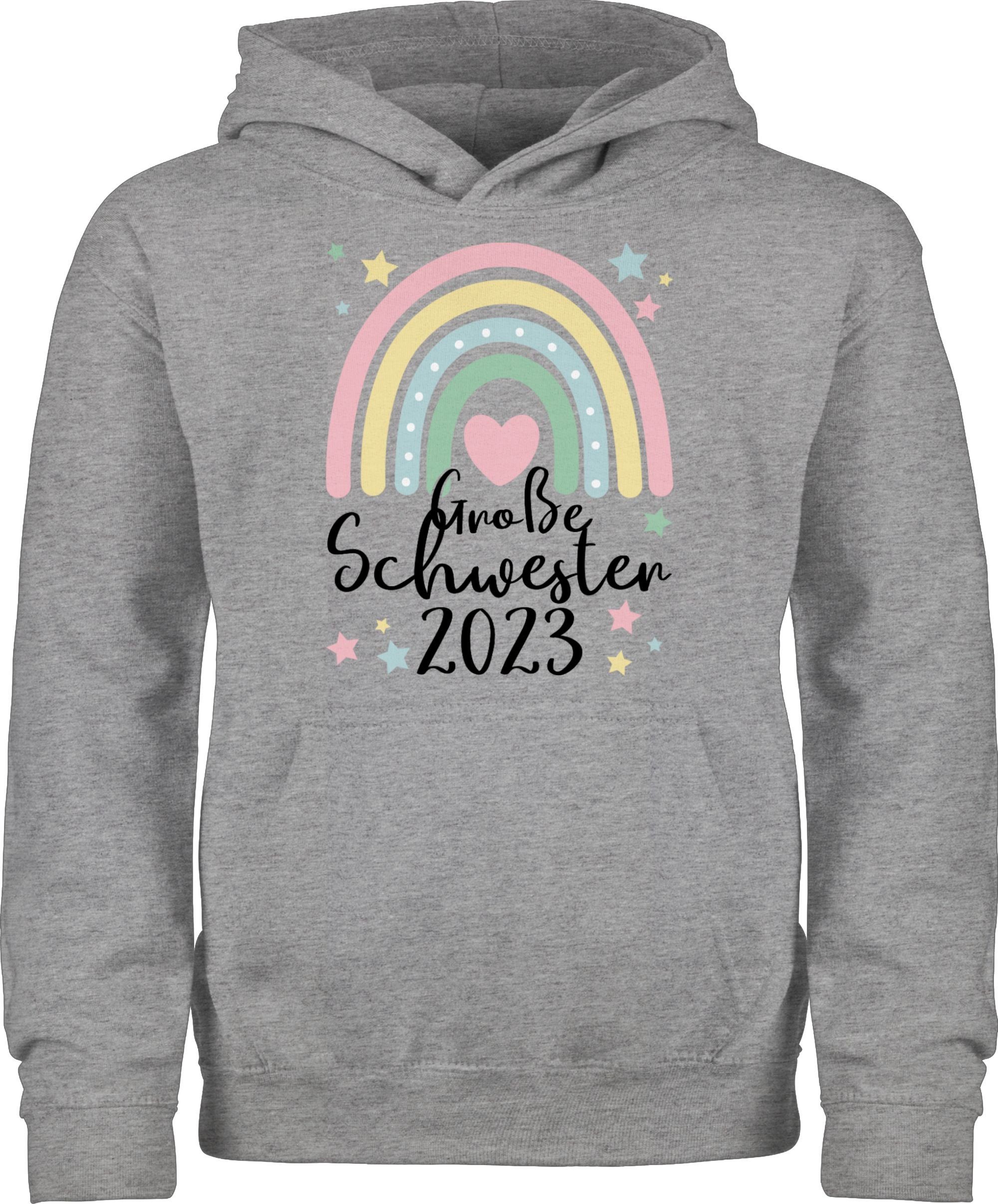 2023 Große Schwester Große Big Hoodie Shirtracer Regenbogen Schwester meliert Grau 1 Geschenk Sister