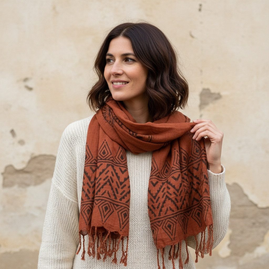 Guru-Shop Halstuch Handgewebtes Baumwolltuch mit Tribalmuster,..