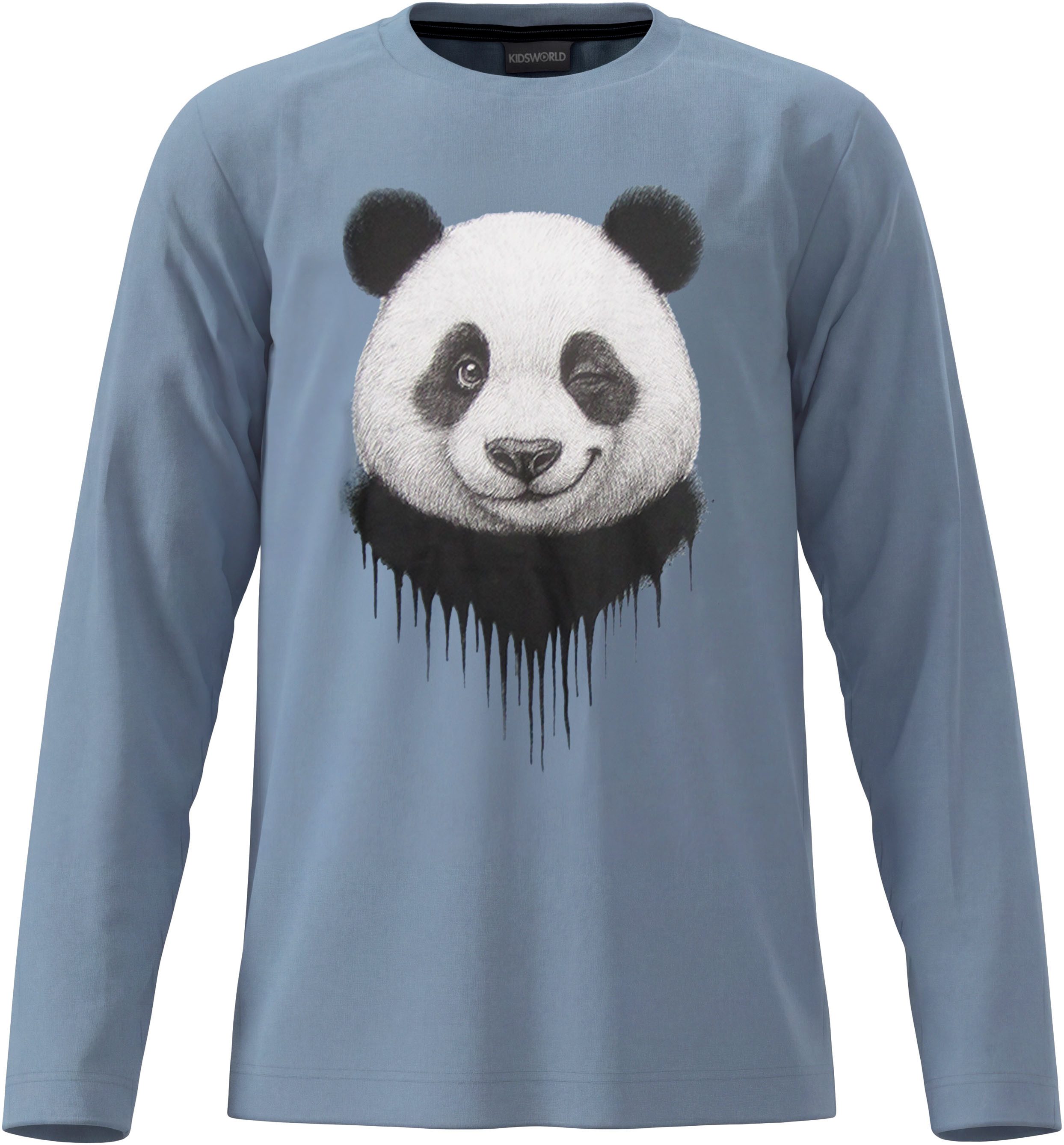 KIDSWORLD Langarmshirt Shirt mit Panda-Print Shirt mit coolem Print, langärmlig, Basic-Passform, modischer Stil – Bild 5 von 5