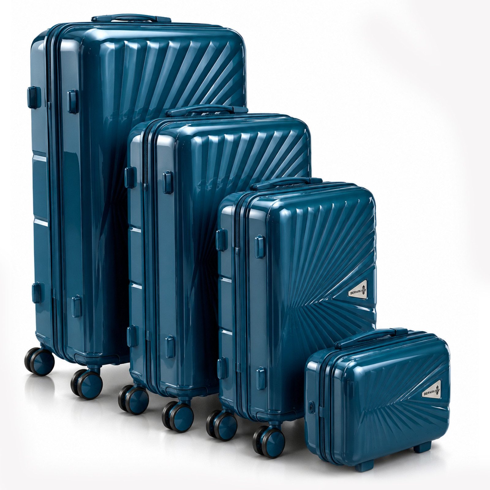 Berwin Trolleyset mit Beautycase Modell Cryta Ocean Petrol, 4 Rollen, (Set, 4 tlg., MS-19751)