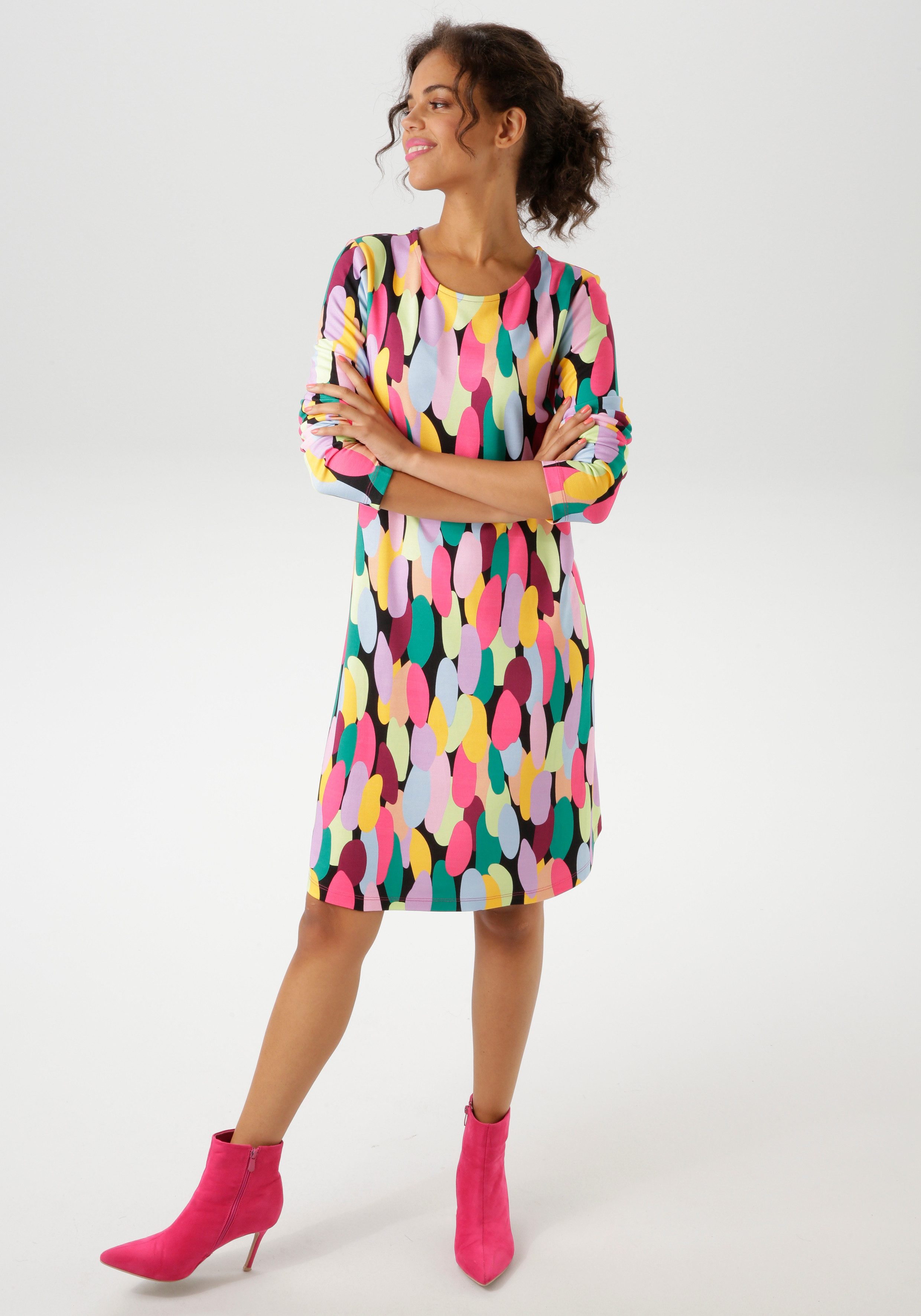 Aniston CASUAL Jerseykleid mit farbenfrohen, grafischen günstig online kaufen