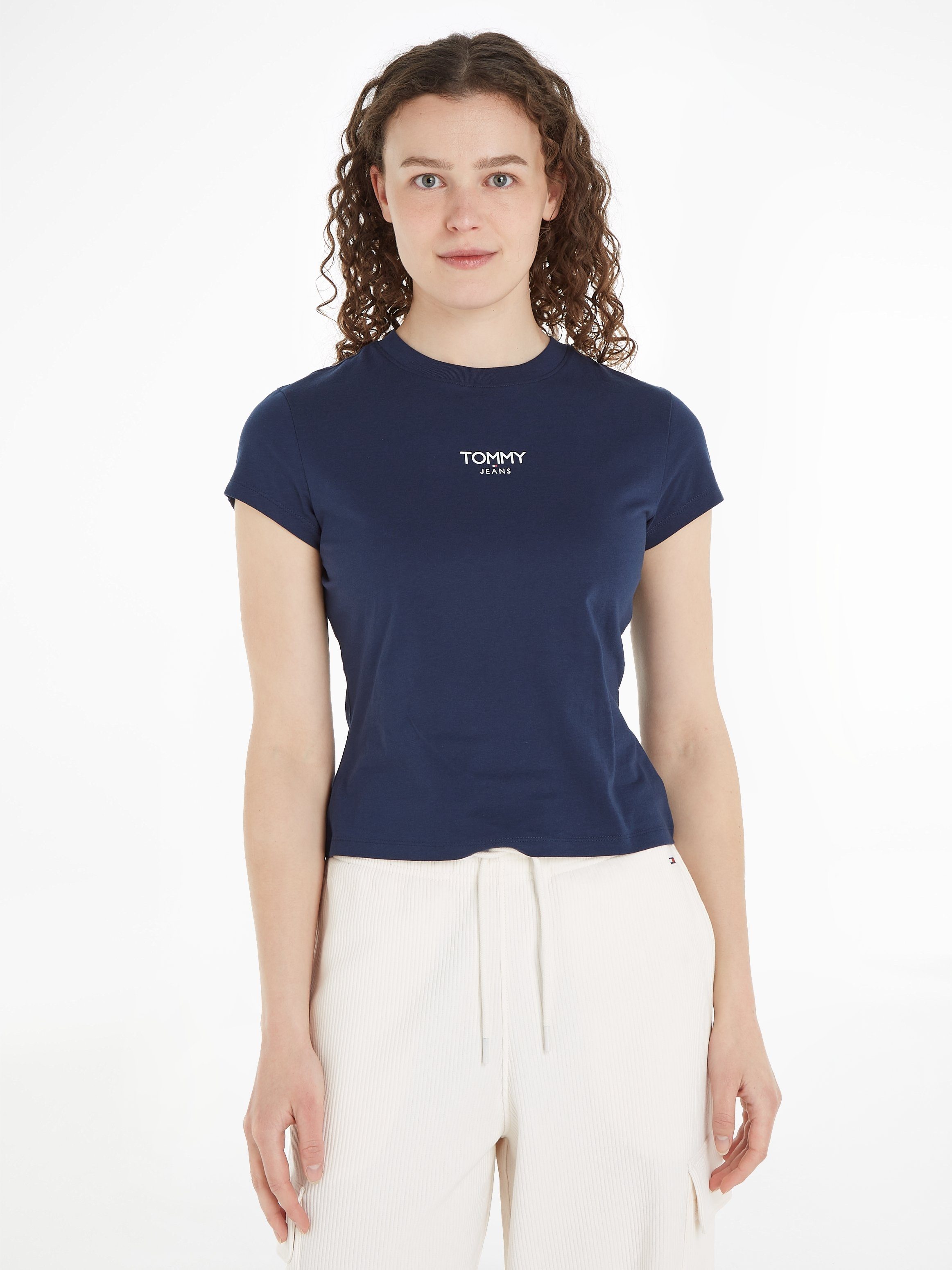 Tommy Jeans T-Shirt TJW BBY ESSENTIAL LOGO 1 SS mit Tommy Jeans Logo Twilight Navy