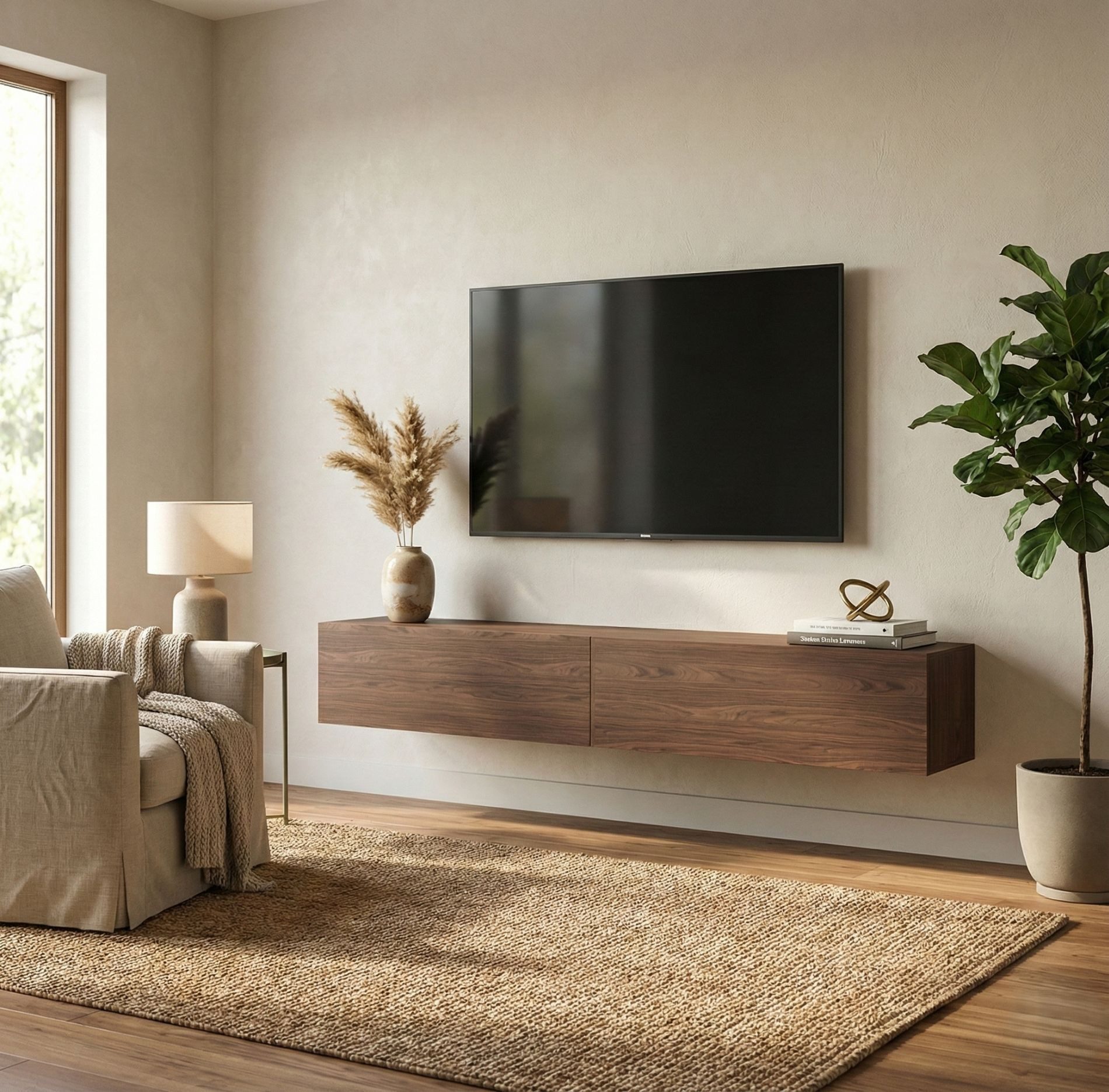 Selsey TV-Schrank BALEO hängendes Designmöbel mit 2 grifflosen Klappen und 2 Fächern 200 cm