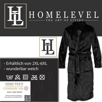 HOMELEVEL Bademantel Flanell Bademantel - Übergröße - Unixex - Damen & Herren, Polyester