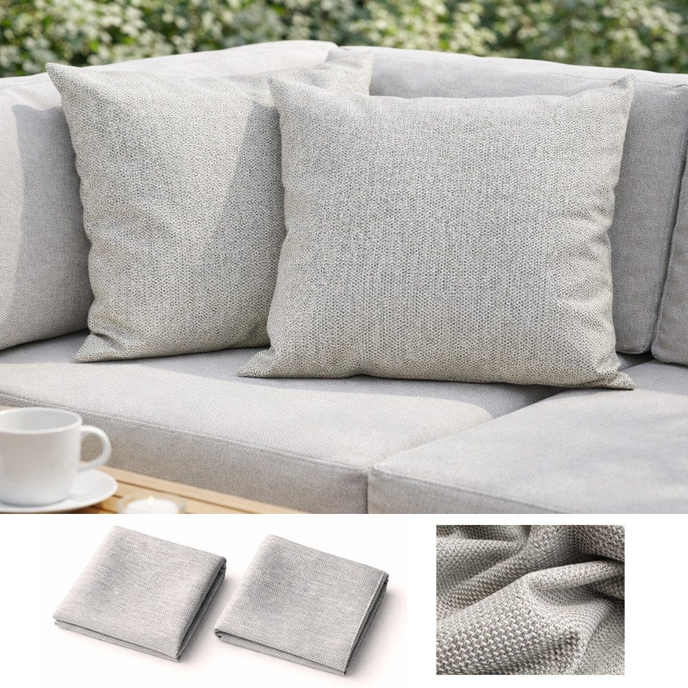 BABEES Kissenbezüge Premium Kissenbezug 2er Set Outdoor Garten Balkon UV Wasserdicht, Terrasse Wasserfest Dekokissen Kissenbezüge Kissenhülle Leinenstruktur
