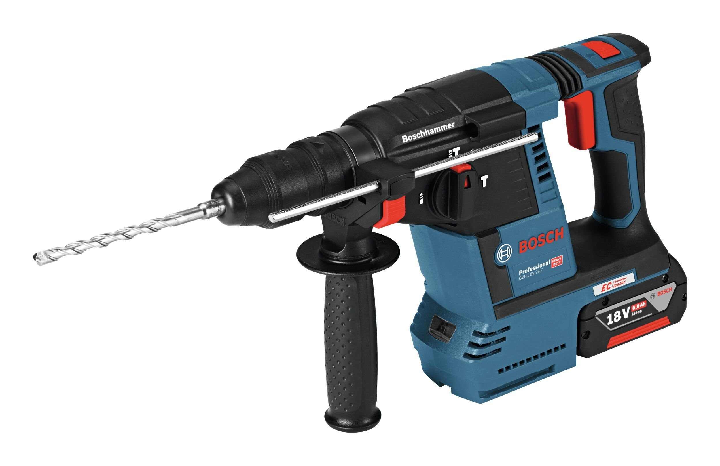 Bosch Professional Akku-Kombibohrhammer GBH 18V-26F, 18 V, max. 890 U/min, Bohrhammer mit SDS plus mit 2x Akku ProCORE 8 Ah - in L-BOXX 136