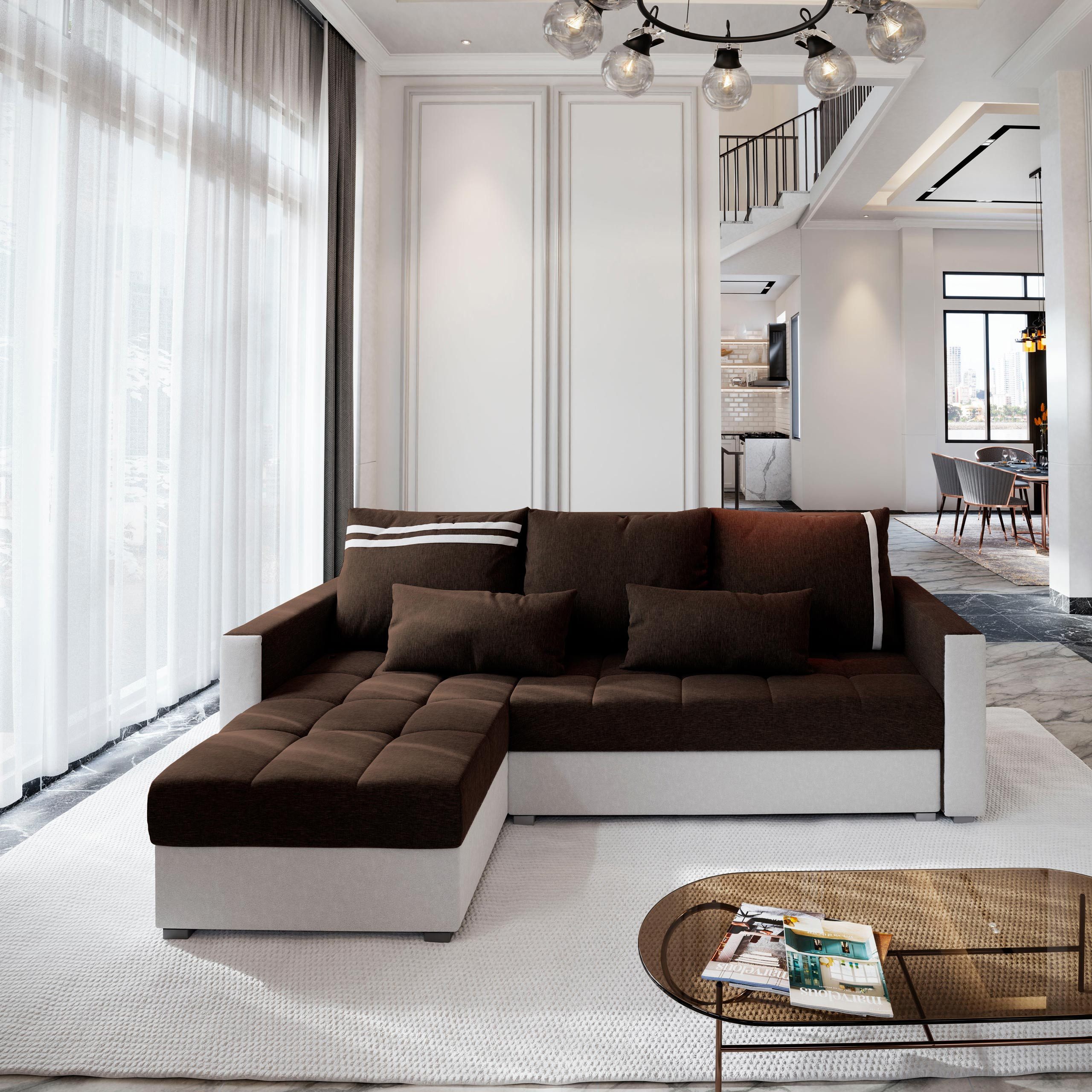 Masseno Ecksofa KOS PIK mit Schlaffunktion L-Form, Sofa mit Bettkasten