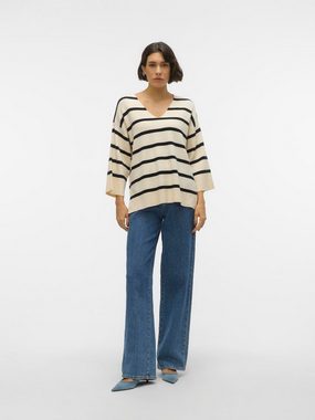 Vero Moda V-Ausschnitt-Pullover VMSABA 3/4 V-NCK STRIPE PULLOVER GA NOOS