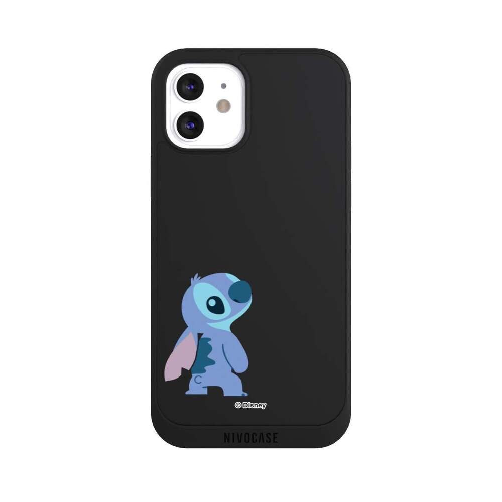 NIVOCASE Handyhülle Lilo & Stitch Fanartikel Disney Stitch Smiling, Apple iPhone 12 Handyhülle Hülle NIVOpure Case Schwarz