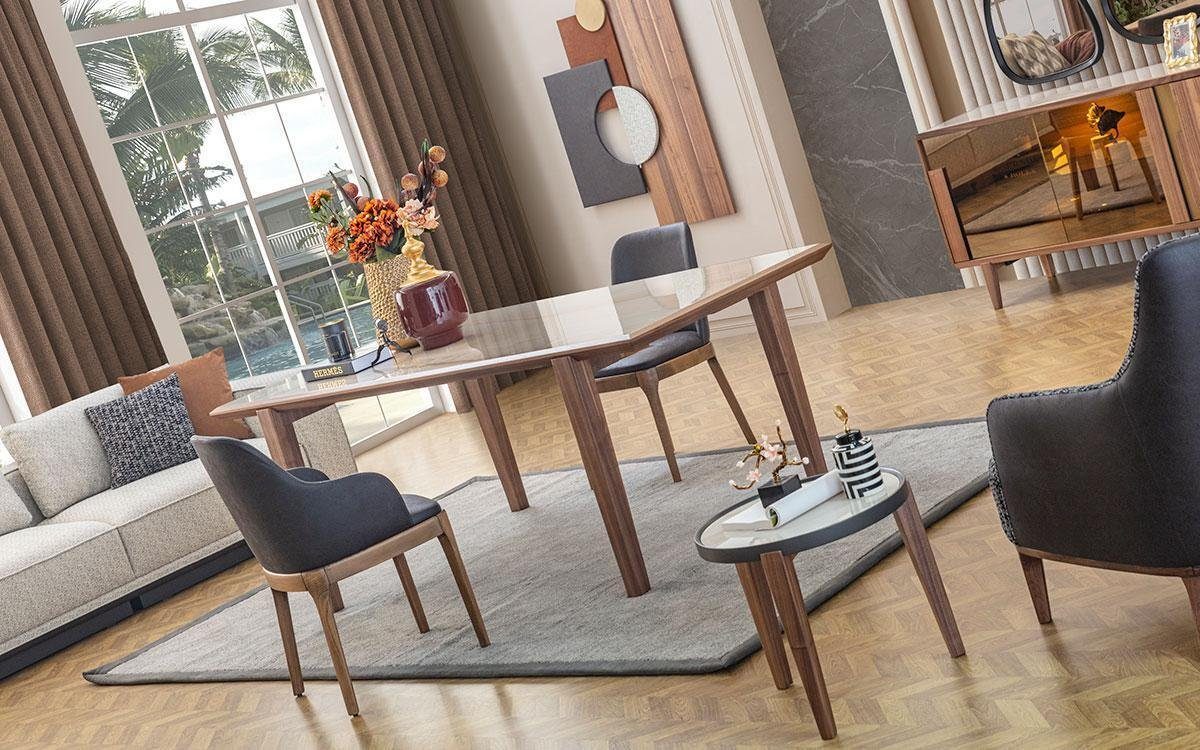 Stühle+Esstisch+2x Luxus Esszimmer Essgruppe Set 4x Made JVmoebel In Armlehnstühle+Sideboard, Europe