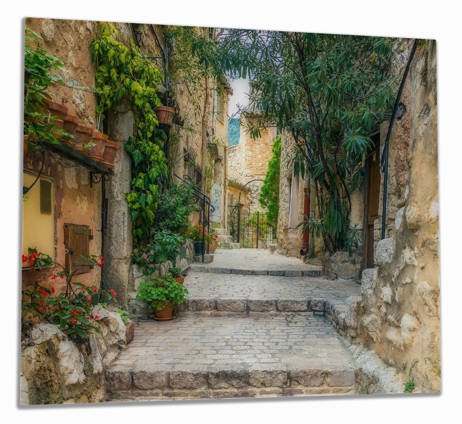 Wallario Herd-Abdeckplatte Alte steinerne Gasse in Südfrankreich, ESG-Sicherheitsglas, (Glasplatte, 1 tlg., inkl. 5mm Noppen), verschiedene Größen