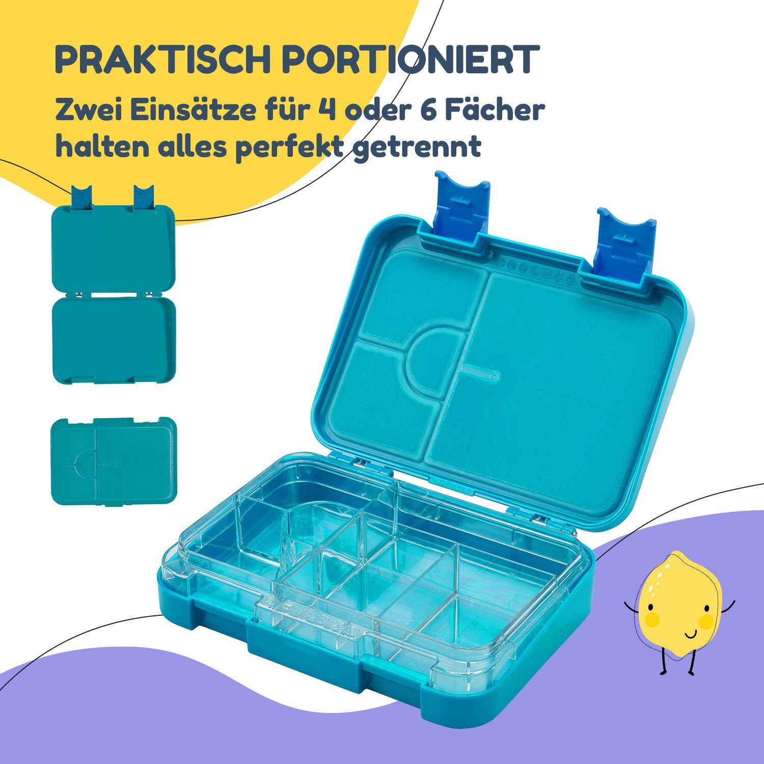 Klarstein Petrol Frischhaltedose schmatzfatz Kunststoff, junior Lunchbox, (Packung)