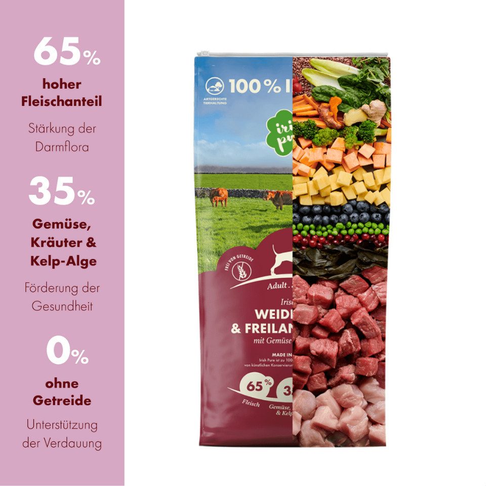 Irish Pure Irish Pure Weiderind - getreidefreies, proteinreiches Trockenfutter, Trockenfutter für: Hunde