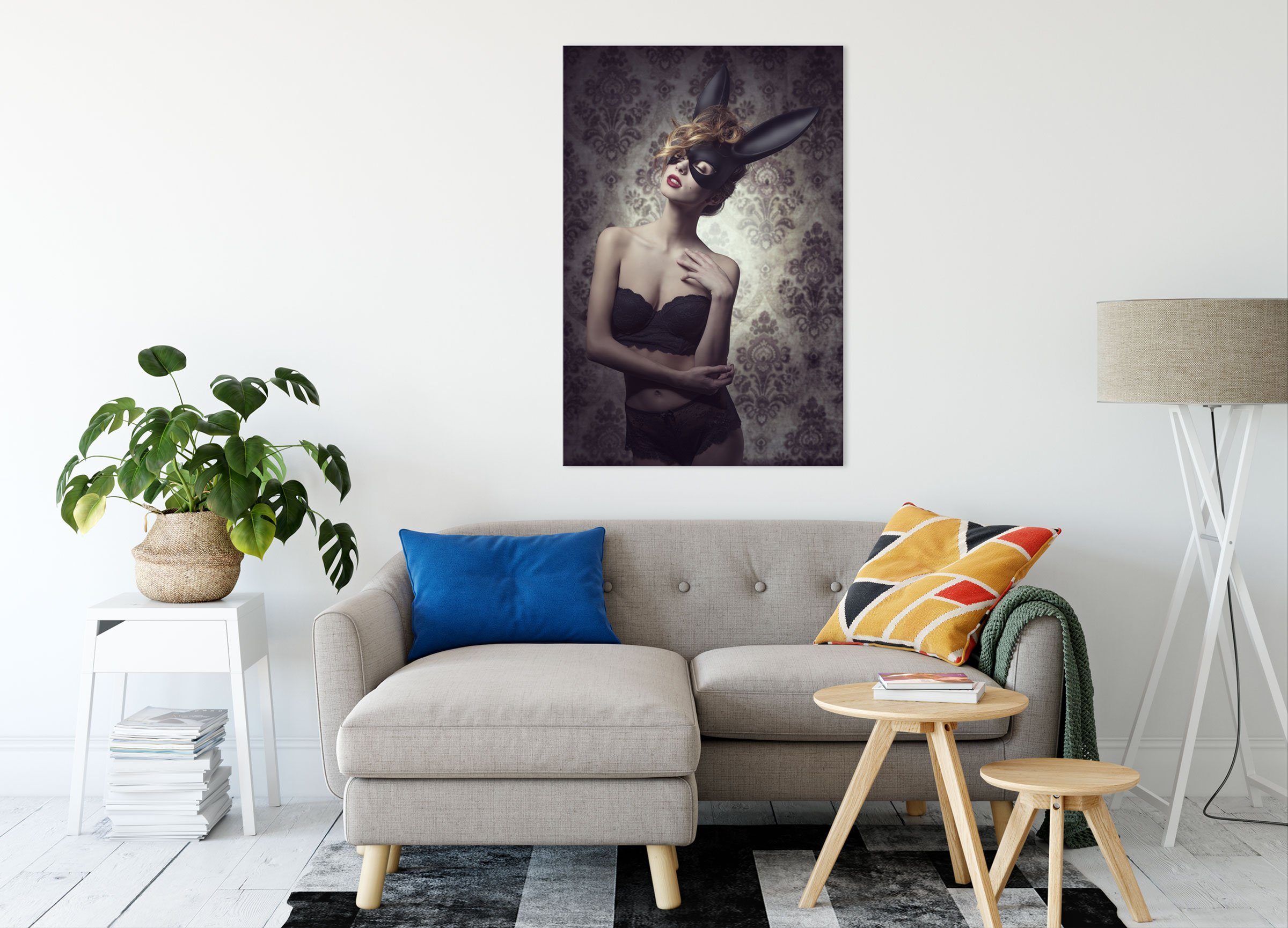 Pixxprint Leinwandbild Maskierte attraktive Frau, Maskierte günstig online kaufen