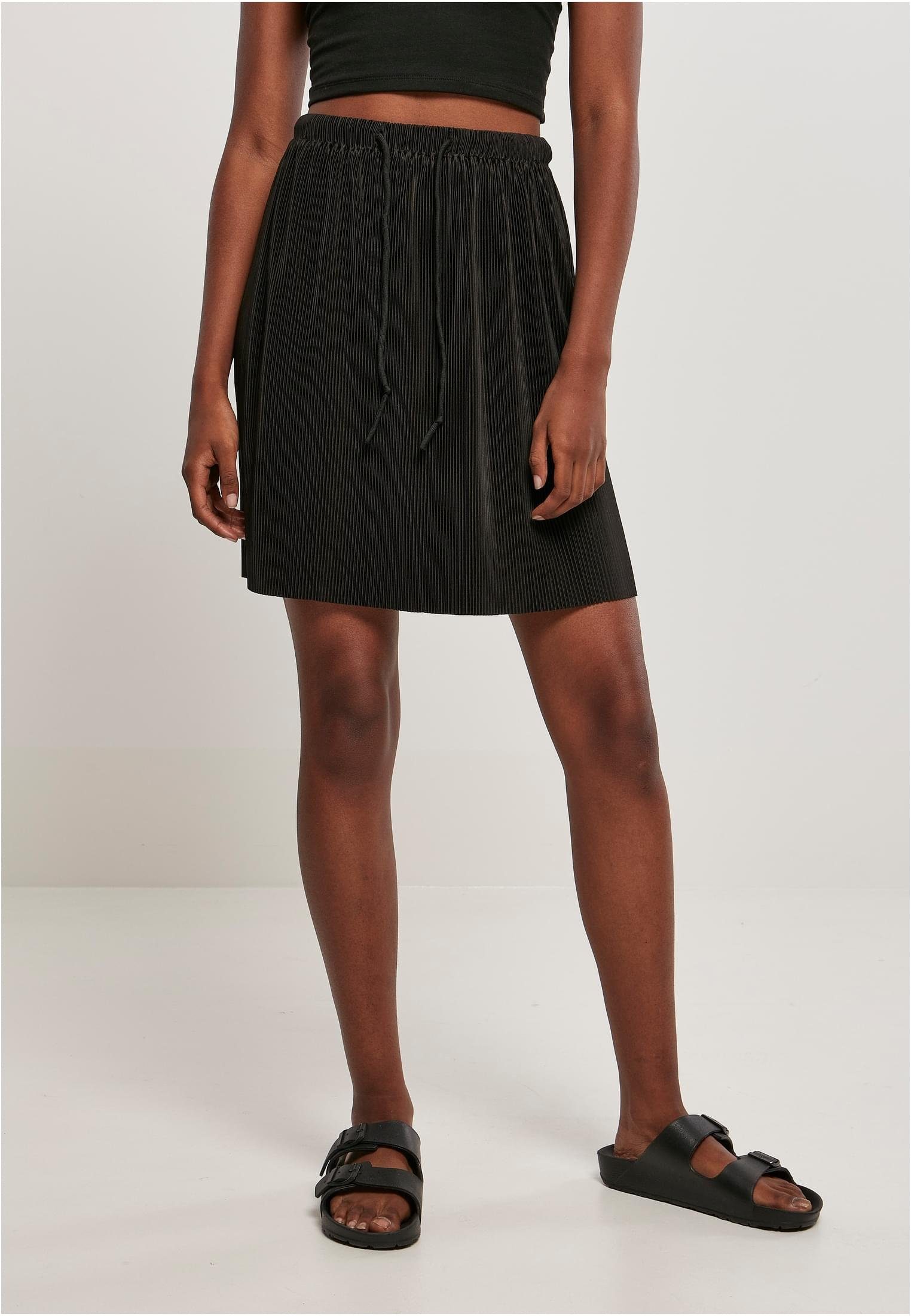 URBAN CLASSICS Jerseyrock Damen Ladies Plisse Mini Skirt (1-tlg) black